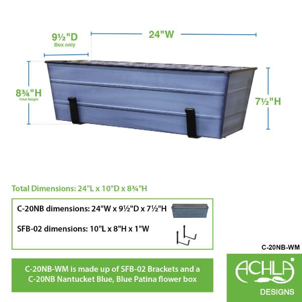 Decorative Flower Box with Wall Brackets - Hanging Planter for Indoor & Outdoor Garden Decor - Perfect for Windows, Balconies, and Patios