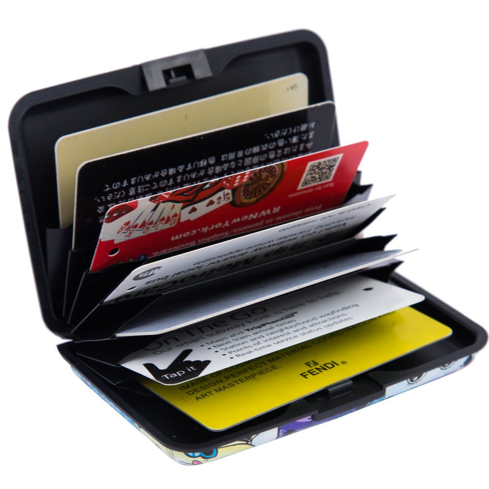 ELFISH Mini RFID Blocking Aluminum Wallet - Slim Credit Card Holder for Men & Women - Metal ID & Business Card Case (Color Cat) - Perfect for Travel, Work & Everyday Use