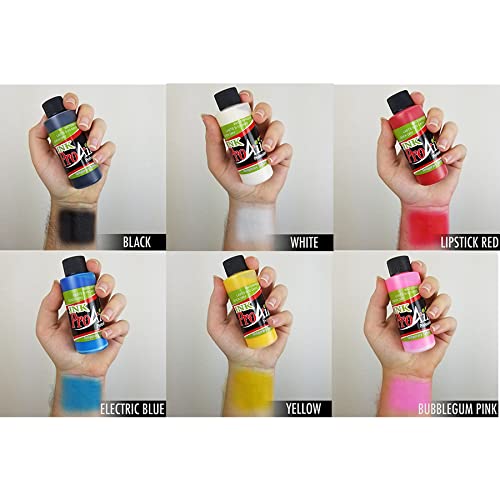 ShowOffs Body Paint - ProAiir Temporary Tattoo Ink Starter Kit - 6 Bottles (2.1oz/60ml Each) - Safe, Vibrant Colors for Face & Body Art - Perfect for Halloween, Cosplay & Festivals