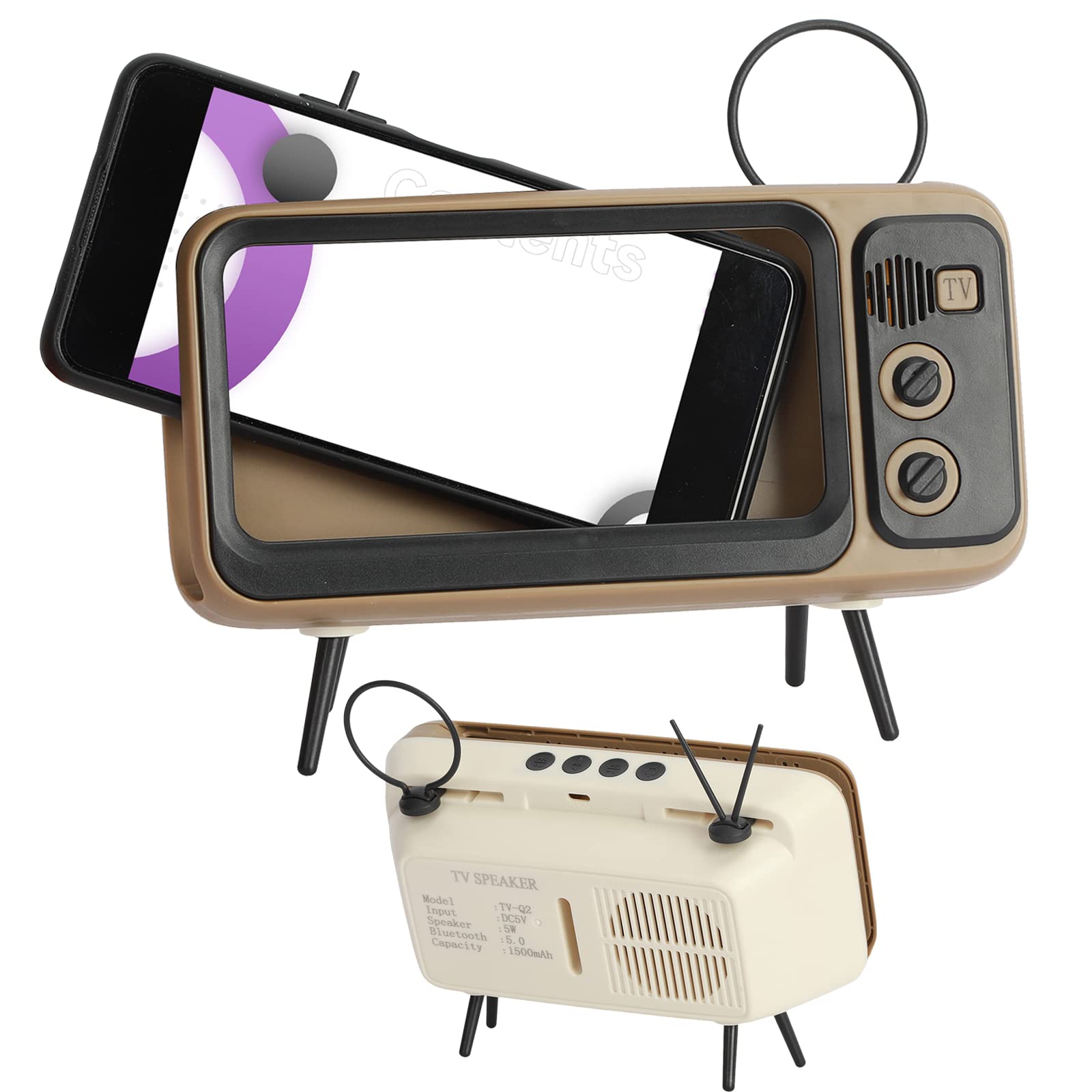 Retro TV Style Universal Phone Holder Stand - Portable Desktop Cell Phone Mount Bracket for iPhone, Samsung, Android - Perfect for Home, Office, and Car Use