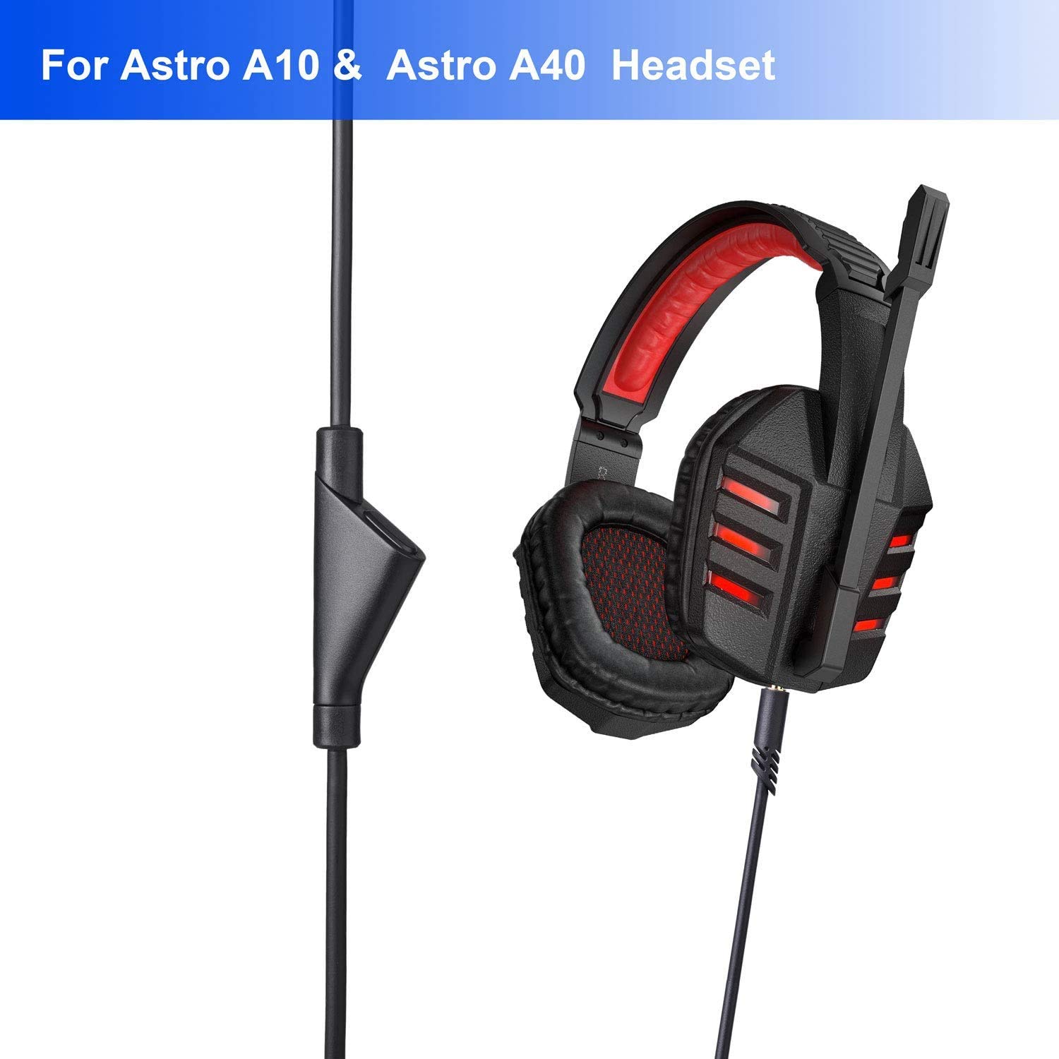 YARENKA Replacement Astro A10 A40 Gaming Headset Cable - 2.0M/6.5ft Inline Mute Audio Extension Cord for Xbox One, PS4, PS5 Controllers | Compatible with Astro A10 & A40 Headsets | Durable Black Cable for Enhanced Gaming Experience