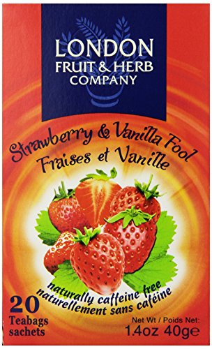 London Fruit & Herb Company Strawberry Vanilla Herbal Tea Bags - 20 Count, Caffeine-Free, Natural Flavors - Perfect for Relaxation & Afternoon Tea Time