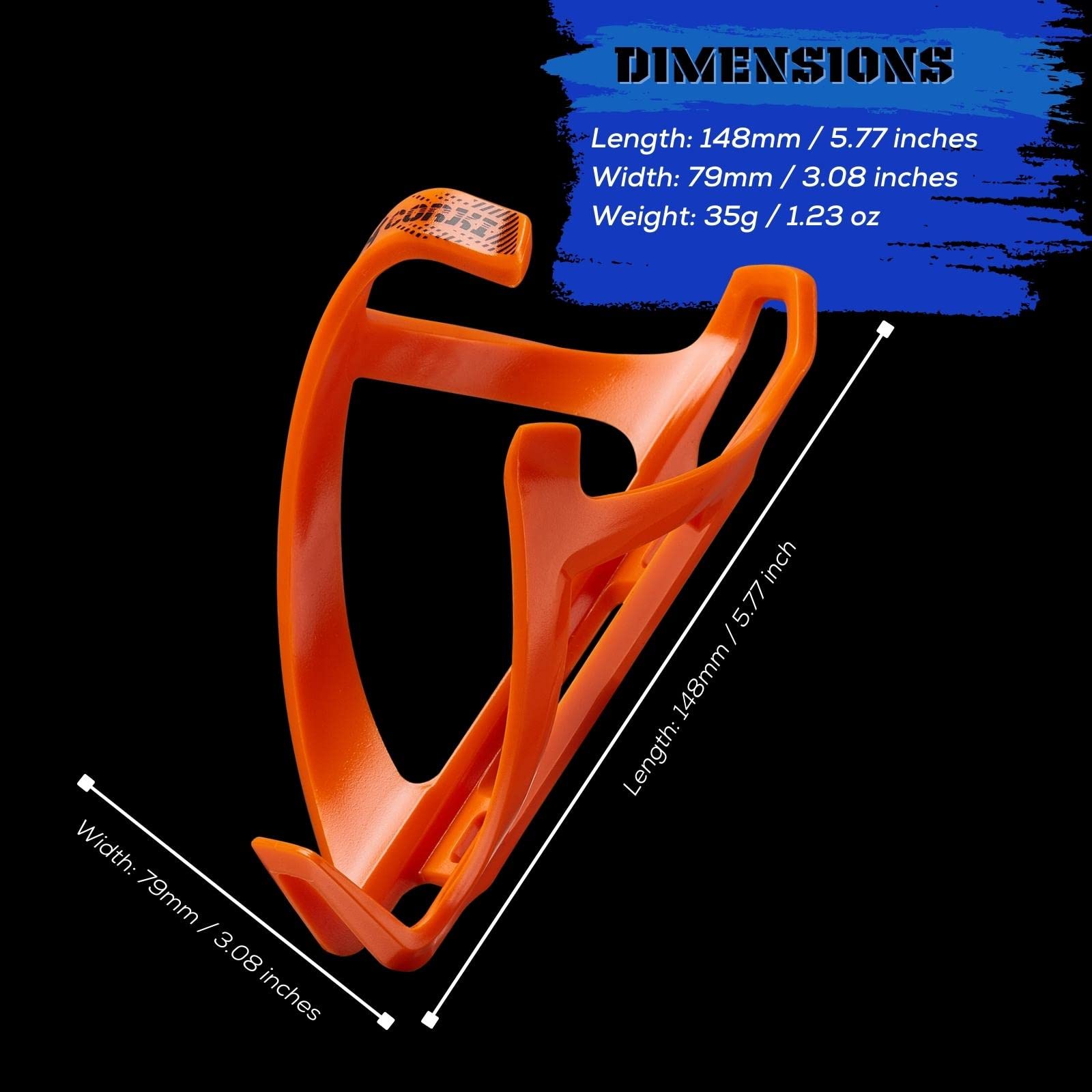 Corki Bike Water Bottle Cage - 2 Pack, Right Side Load for Road & MTB - Vibrant Orange | Cycling & Outdoor Sports