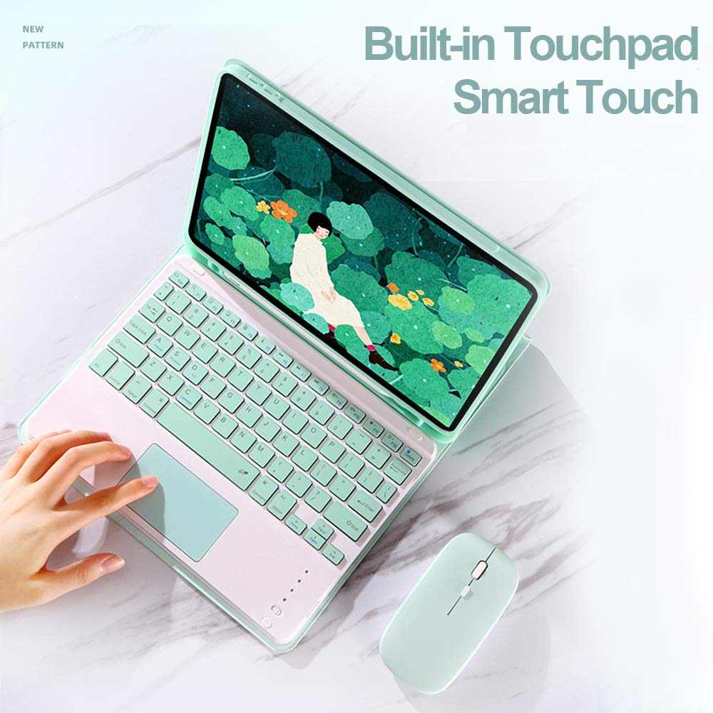 Wireless Bluetooth Keyboard Case with Touchpad & Mouse for iPad Air 2/5th/6th Gen 9.7 inch - Detachable 3-Piece Set (Pink) | Perfect for Work, Study & Travel