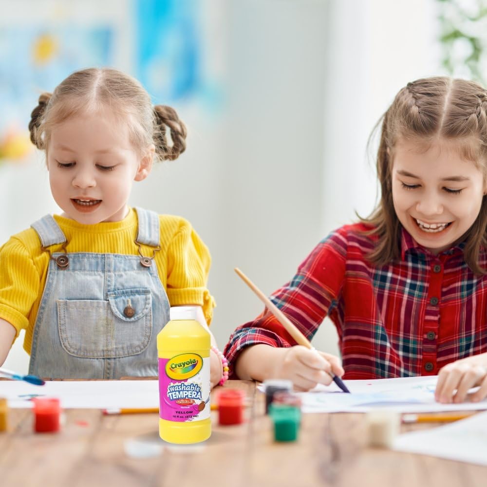 Crayola Artista II Washable Tempera Paint - Yellow (16oz) | Non-Toxic Kids Art Supplies | Easy Squeeze Bottle for Classroom & Home Crafts | Perfect for Painting, DIY Projects & School Activities