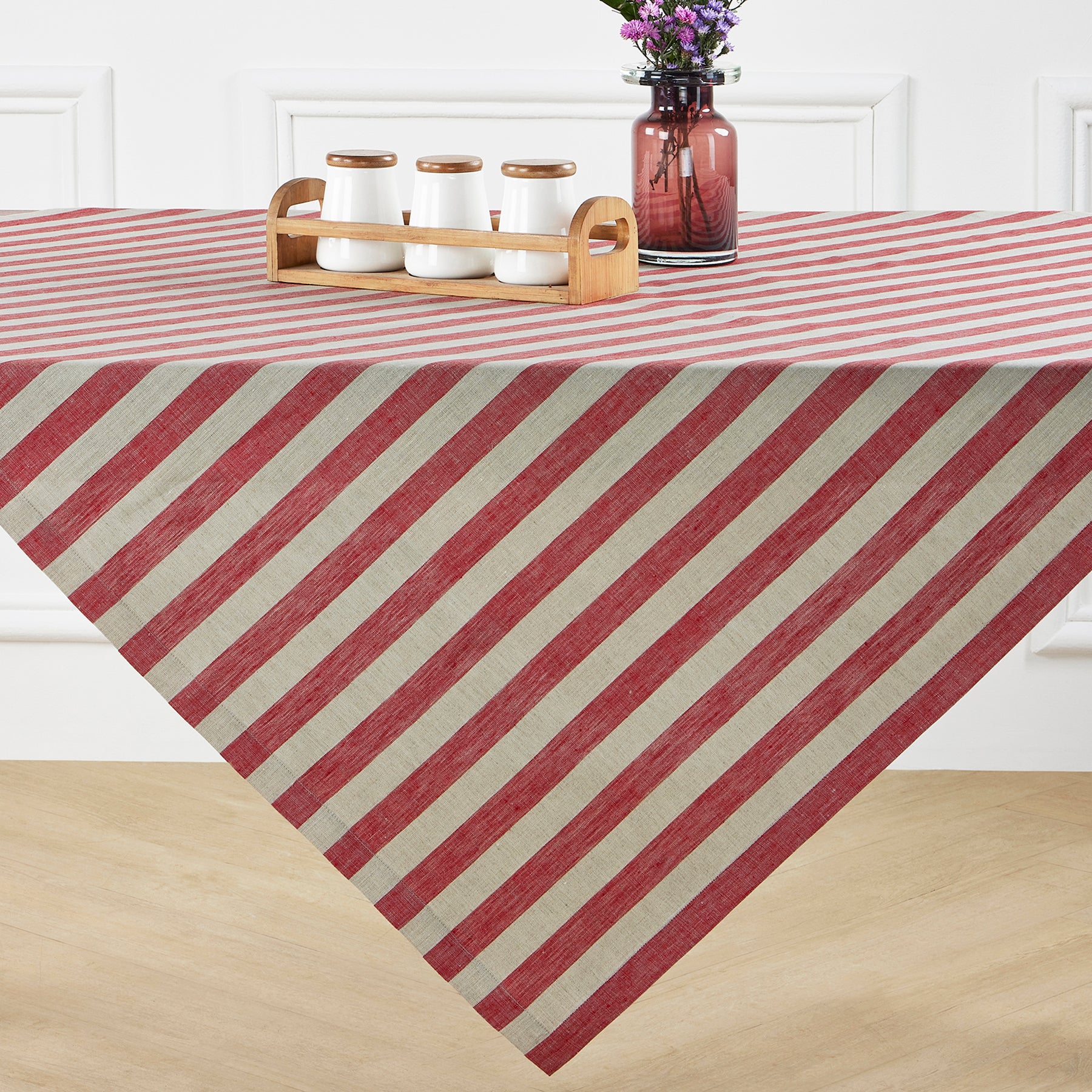 Sorrento Stripe Table Throw - Elegant Striped Tablecloth for Dining Room & Kitchen Decor - Perfect for Parties, Holidays, and Everyday Use