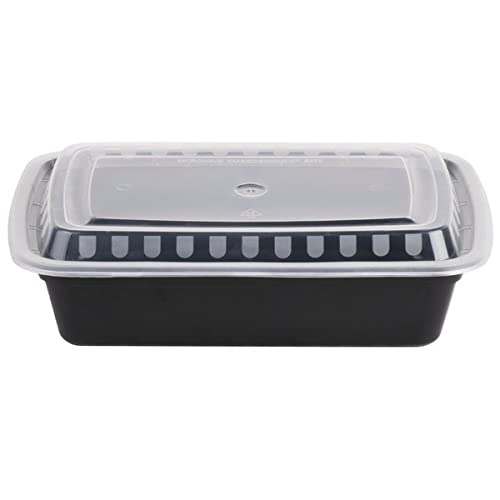 28oz Disposable Black Meal Prep Containers with Clear Dome Lids - 10 Pack Leak Proof Reusable Plastic Bento Boxes for Salad, Fruits, Lunch & Food Storage - Perfect for Meal Prepping, Office Lunch, Picnics & Takeout
