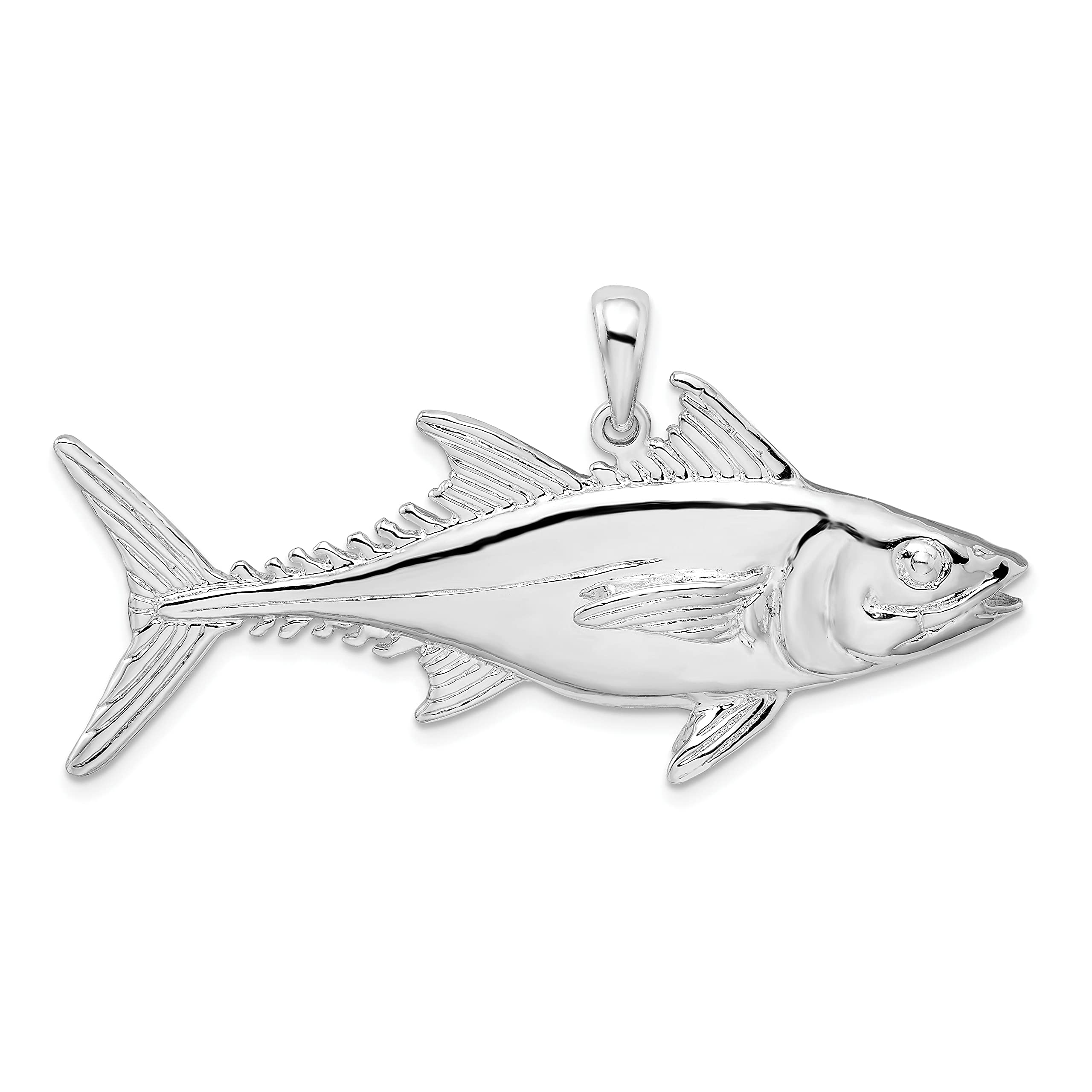 925 Sterling Silver Nautical Sea Life Charm - Polished Skipjack Tuna Fish Pendant for Jewelry Making, DIY Necklace & Ocean-Themed Gifts | Perfect for Beach Lovers, Marine Enthusiasts & Handmade Crafts