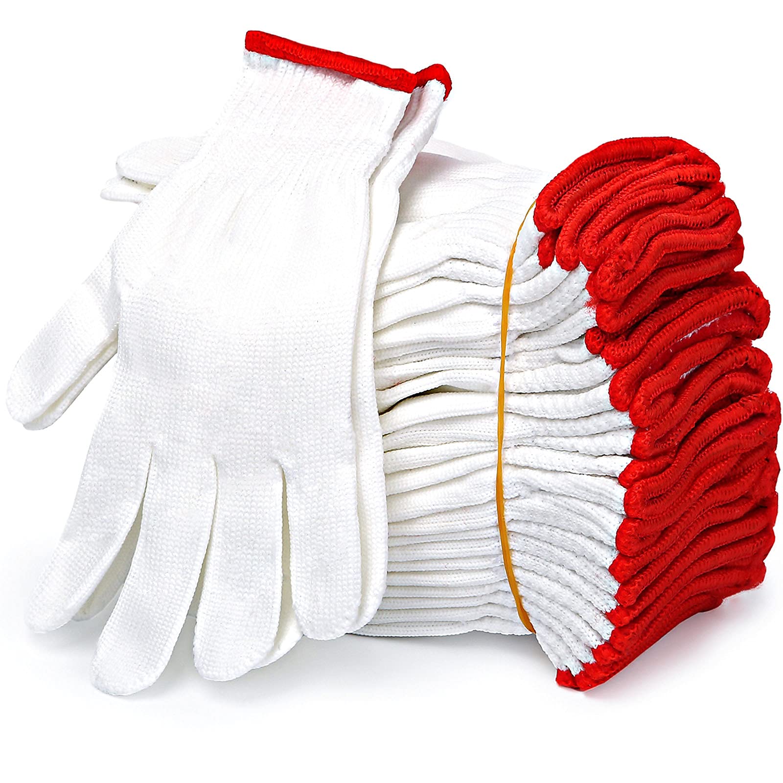 Breathable Cotton Work Gloves - Lightweight Knitted Safety Gloves with Elastic Cuff for Construction, Gardening & DIY Projects | Durable Hand Protection for Men & Women