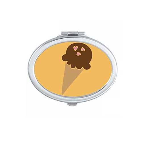 DIYthinker Portable Folding Double-Sided Makeup Mirror with Peanut Chocolate Design - Perfect for Travel, Vanity, and Sweet Ice Cream Themed Decor