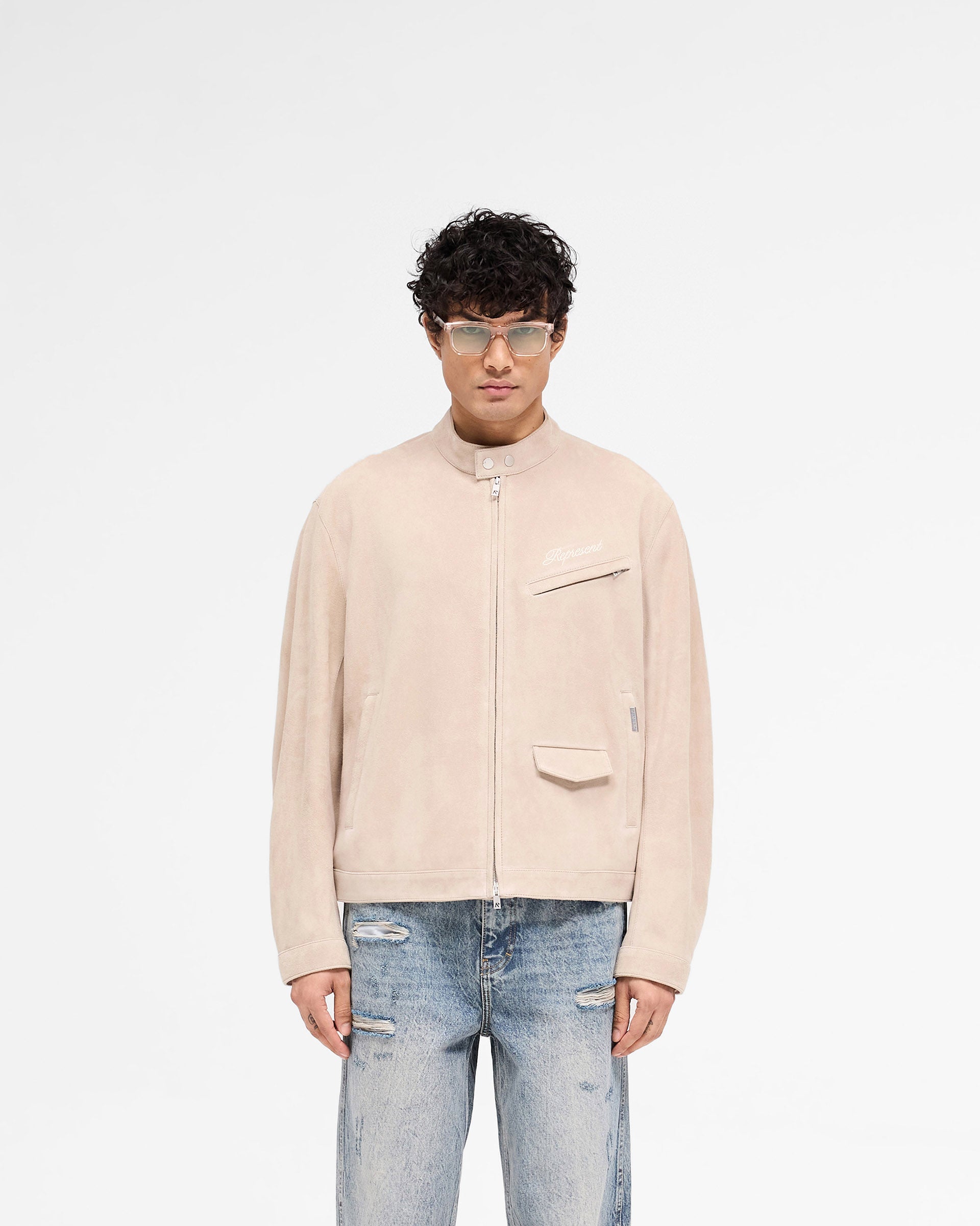 Overdrive Suede Jacket for Men - Beige Brown Lightweight Casual Outerwear | Perfect for Fall Winter Fashion, Date Night & Streetwear Outfits