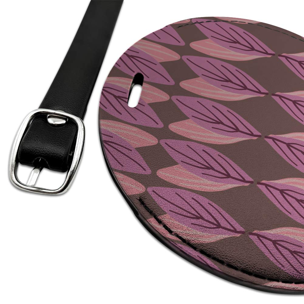 Haruna Round Leather Luggage Tag with Leaves Pattern - Durable Suitcase ID Tag for Carry-On Bags - Perfect for Travel, Business Trips & Vacation