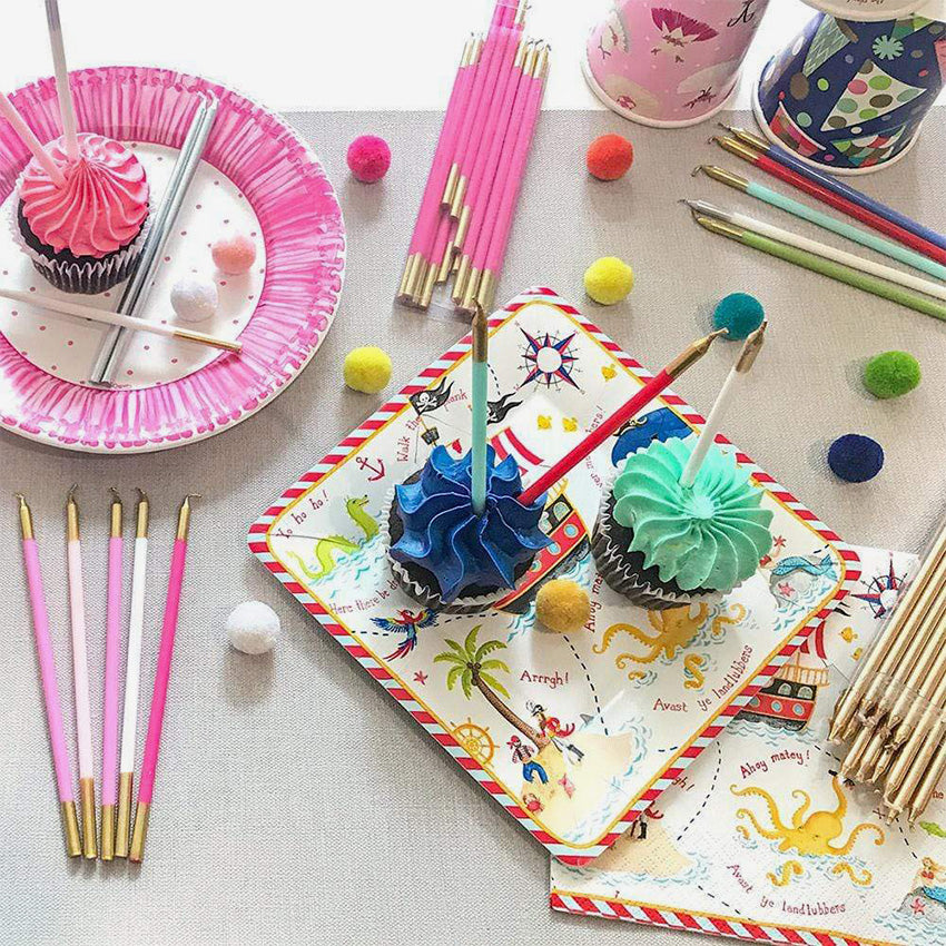 Elegant Birthday Slim Candles by Caspari - Perfect for Cakes, Cupcakes & Party Decorations