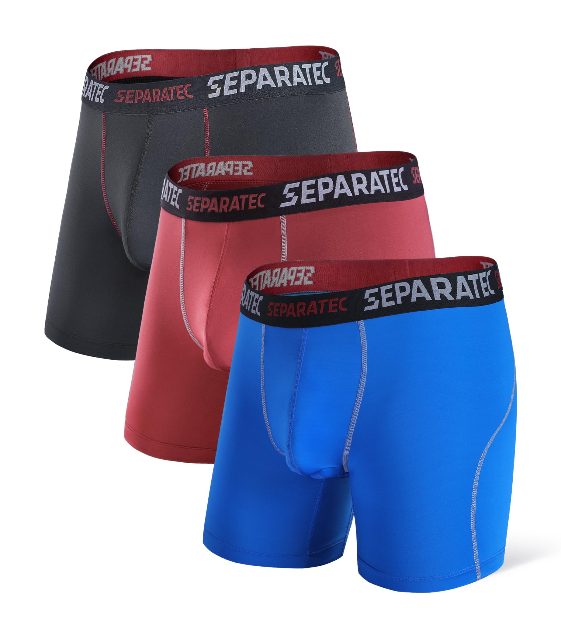 Separatec Men's Underwear with Pouch Support - Anti-Chafing Athletic Boxer Briefs 3 Pack for Sports & Daily Comfort - Ideal for Running, Gym Workouts & Active Lifestyle