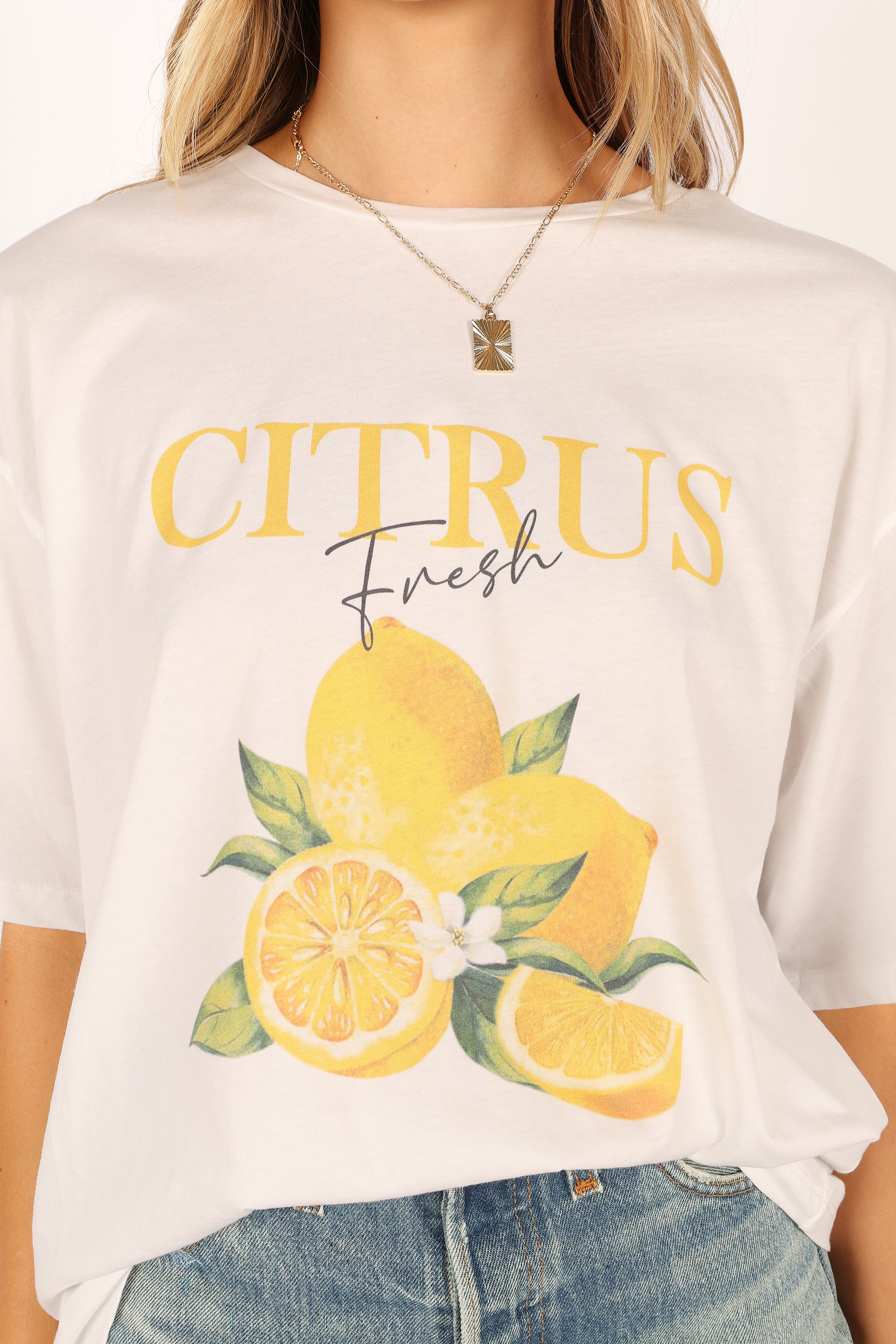 Citrus Print T-Shirt for Men & Women - Soft Cotton White Tee - Perfect for Casual Wear, Summer Outfits & Beach Vacations