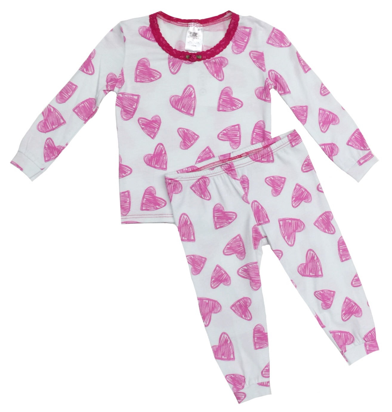 Pink Heart Full Length Set - Women's Matching Loungewear for Valentine's Day, Date Night & Cozy Home Relaxation