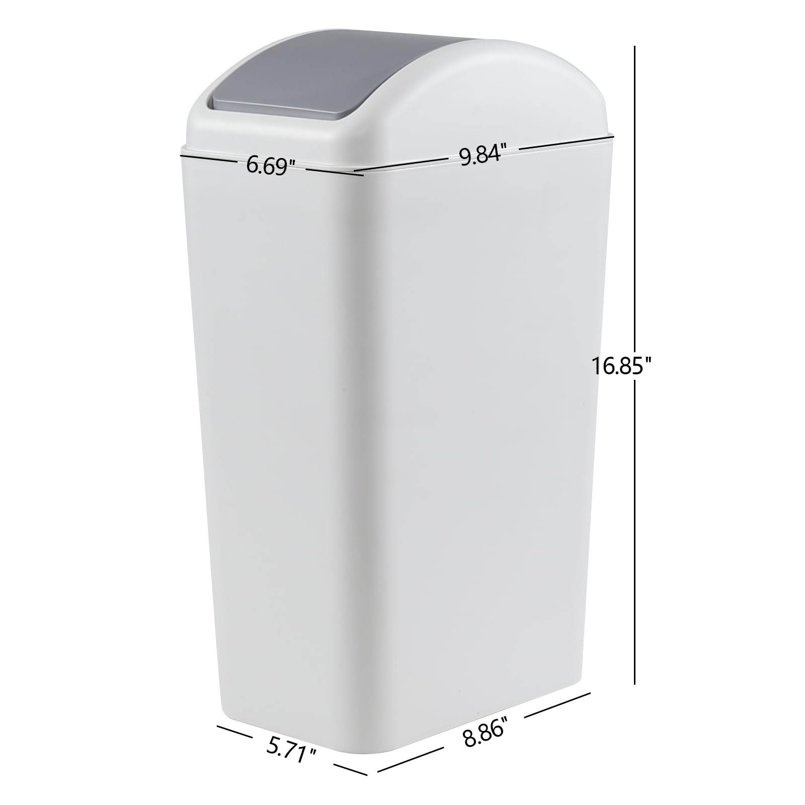 3 Gallon Swing-Top Trash Can with Lid - Durable Plastic Waste Bin for Kitchen, Bathroom, Office (Grey) | Compact Garbage Can for Small Spaces & Eco-Friendly Disposal