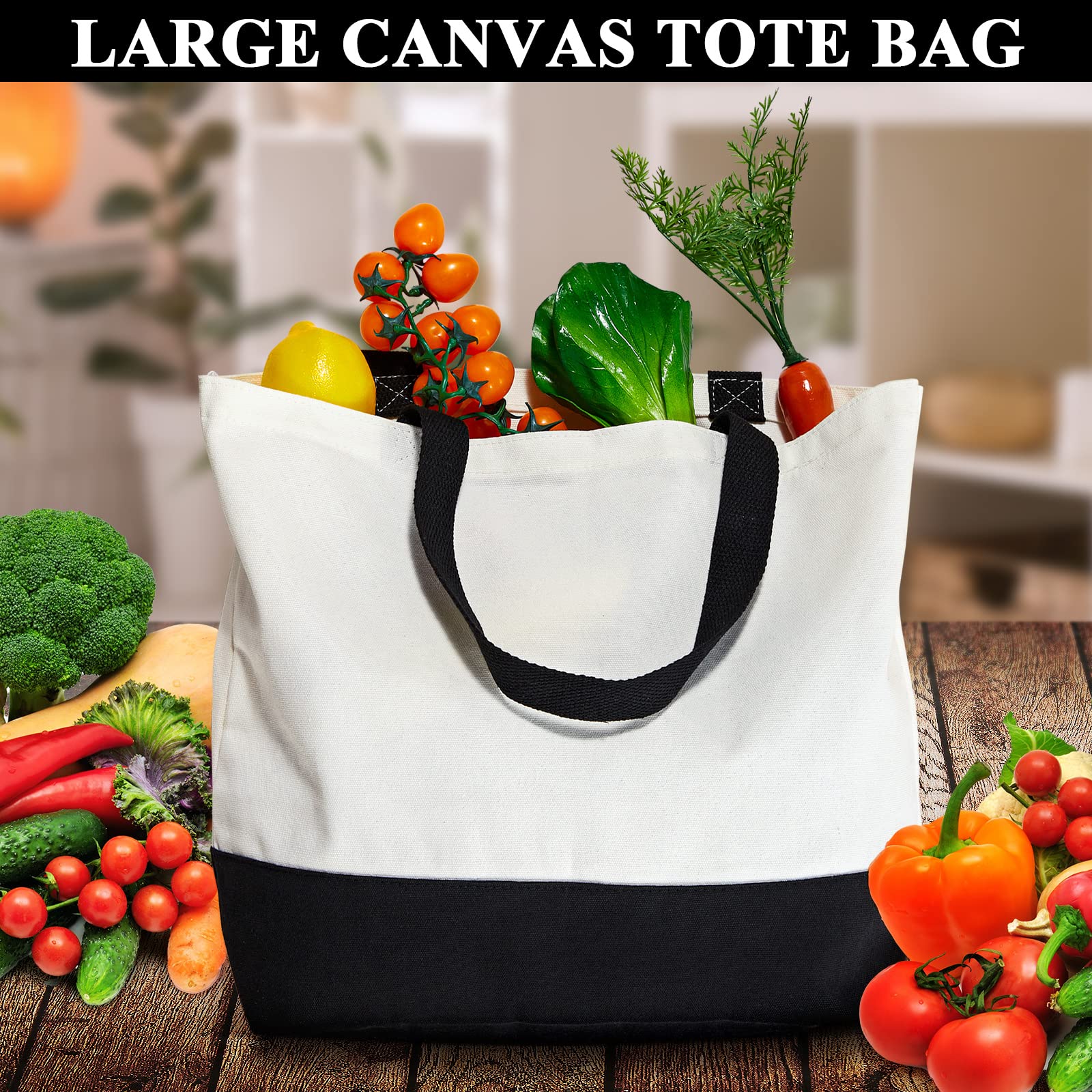 10 Pack Blank Canvas Tote Bags - Large Reusable Grocery Bags for Shopping, Beach & Travel