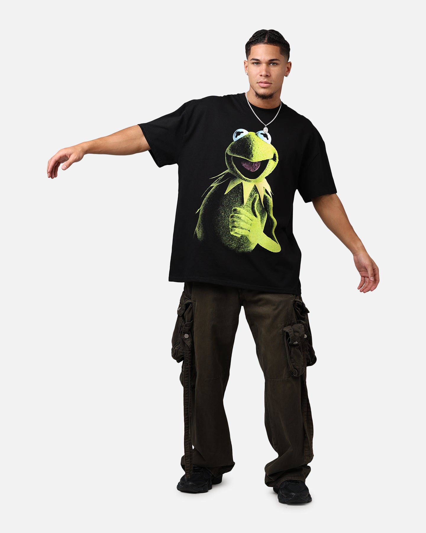 Vintage Disney The Muppets Kermit Heavyweight Cotton T-Shirt Black - Casual Wear & Pop Culture Fashion for Men & Women