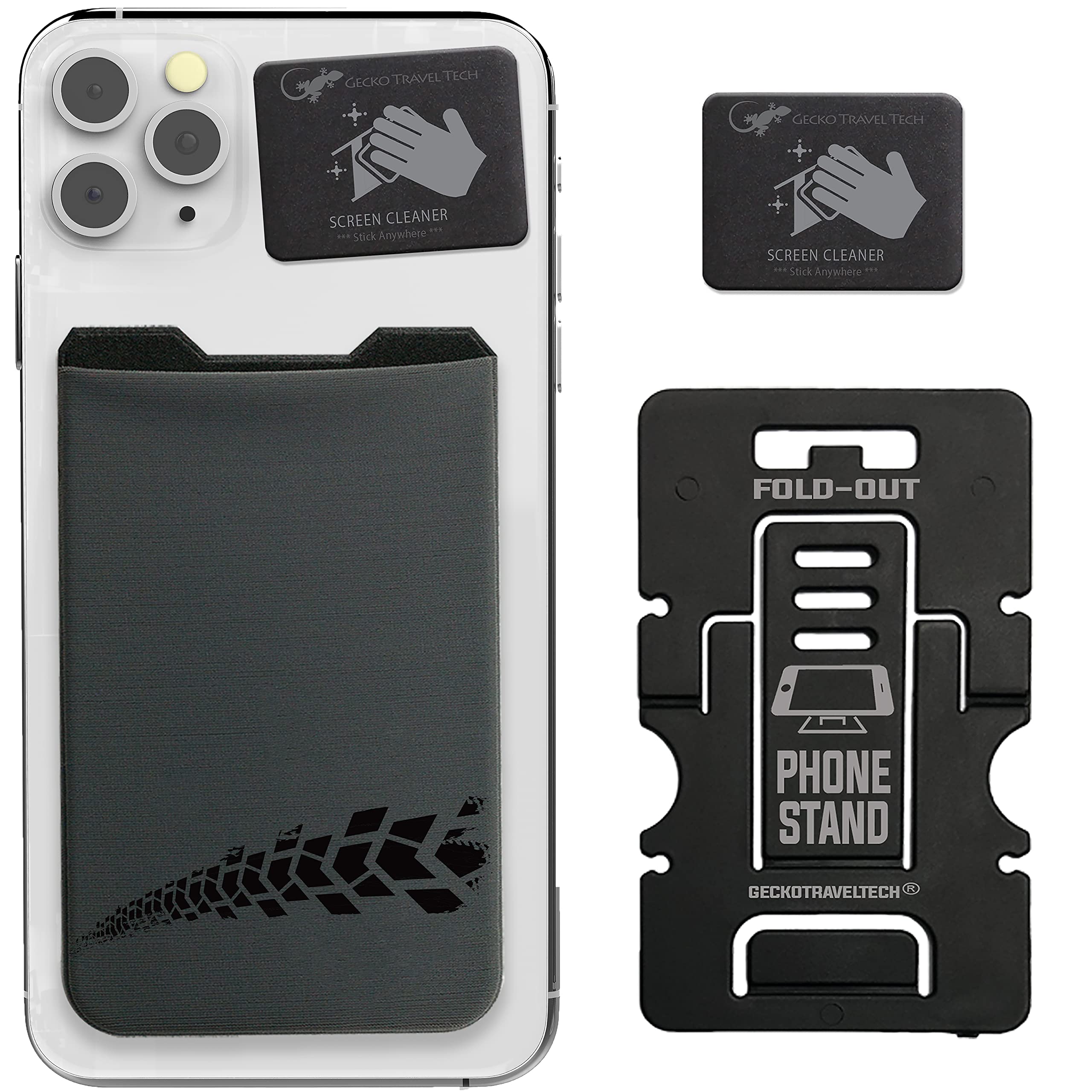 Gecko Stick-On Phone Wallet - Slim Adhesive Card Holder for Credit Cards & Cash - Secure Lycra Pouch for iPhone & Android - Perfect for Gym, Travel & Everyday Use