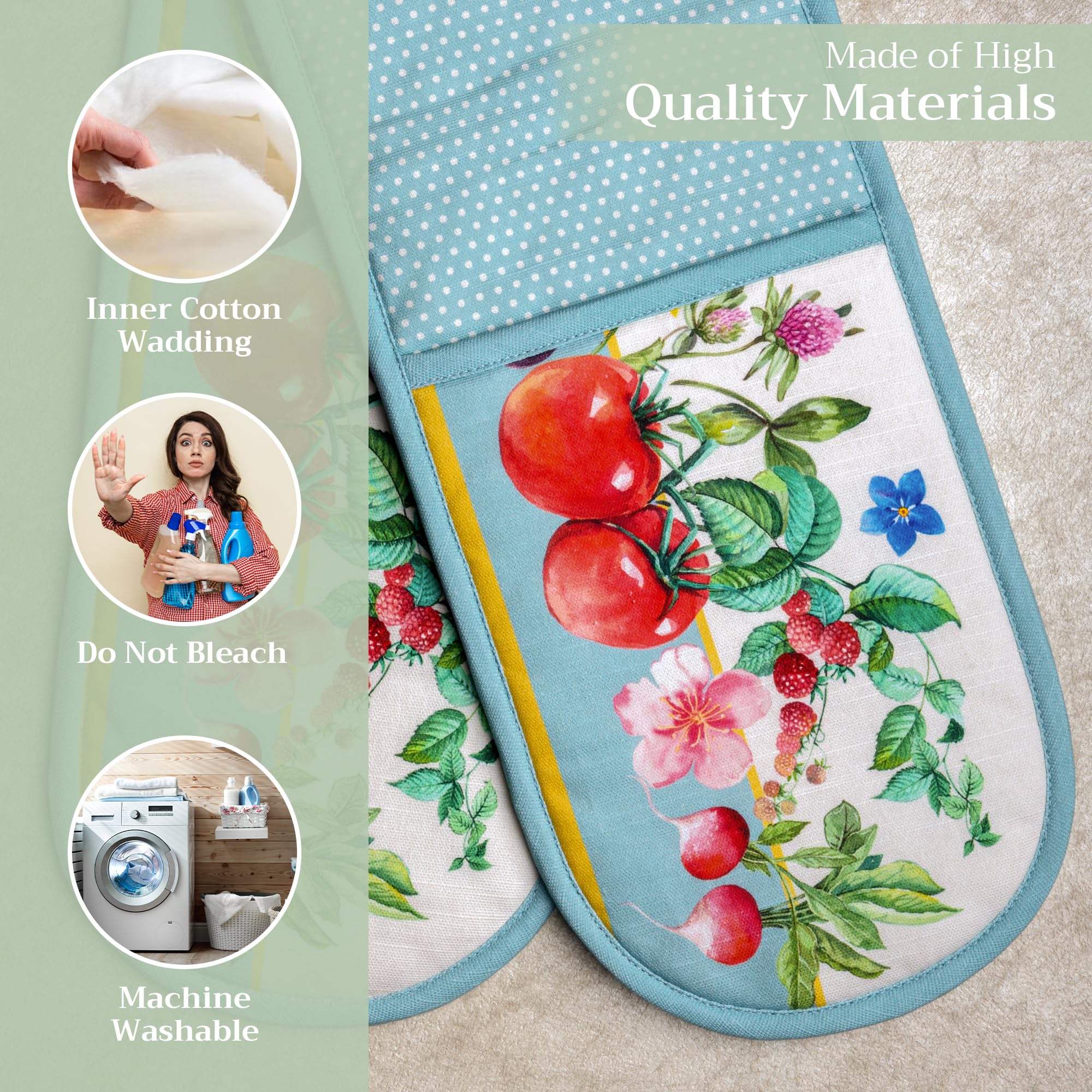 Maison d'Hermine 100% Cotton Double Oven Mitts Set - 7