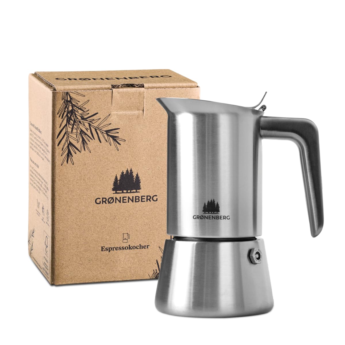 **Groenenberg Italian Stovetop Espresso Maker | 6-Cup (300ml) Moka Pot for Induction & Gas Stoves | Stainless Steel Coffee Maker with Extra Gasket | Perfect for Home, Office & Camping Coffee Brewing**