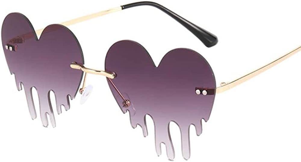 Trendy Rimless Irregular Heart-Shaped Sunglasses for Women - Unique Metal Party Glasses for Prom, Halloween & Special Events | Perfect for Beach, Festival & Night Out Fashion