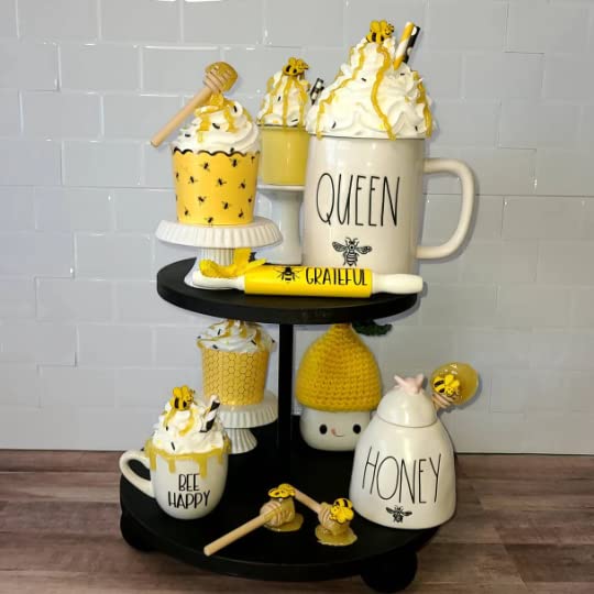 Honey Bee Mug Topper - Rustic Farmhouse Decor for Coffee Cups, Tiered Tray Accent, Bumblebee Kitchen Decoration | Perfect for Farmhouse Style Kitchens, Coffee Bars, and Honey-Themed Parties