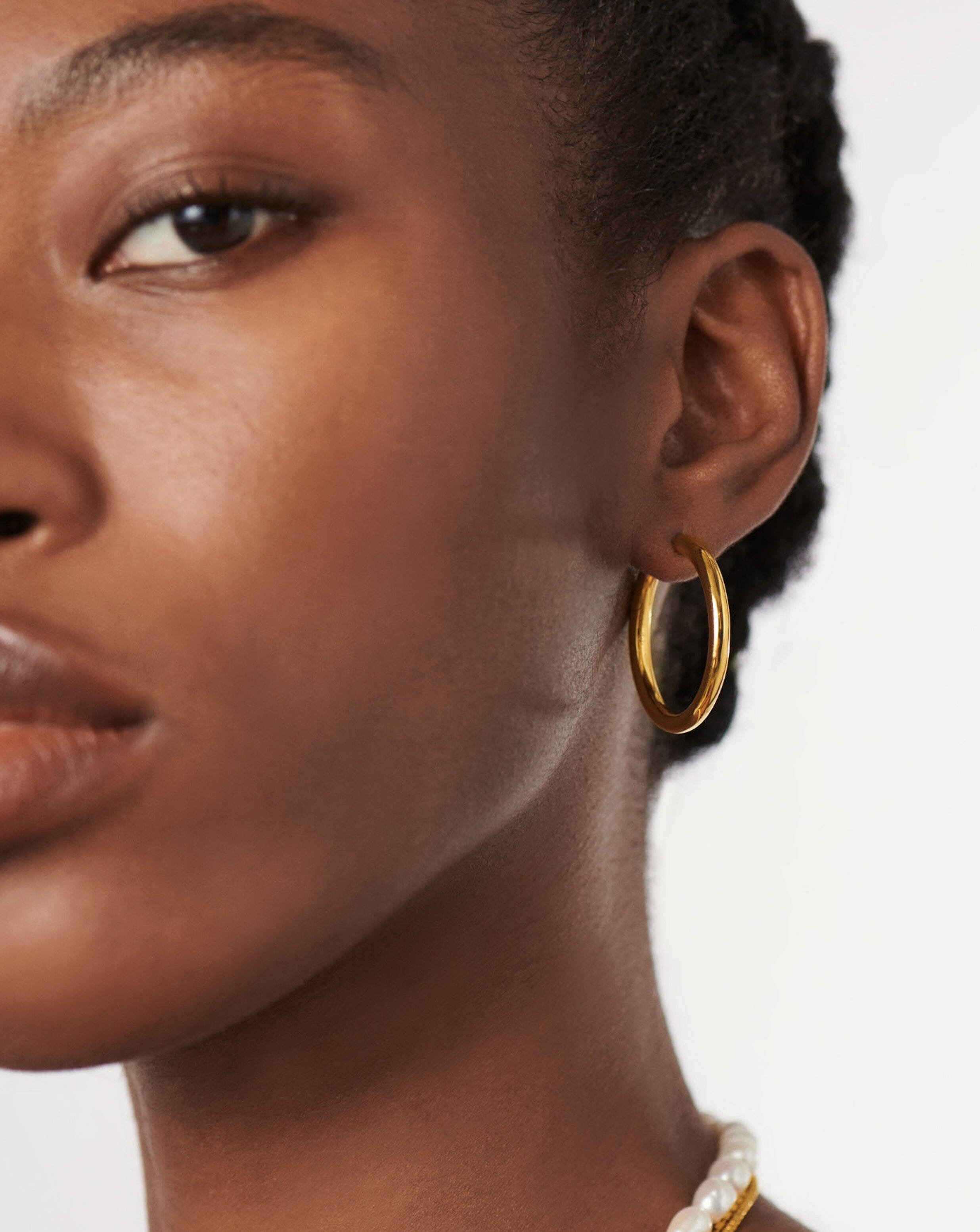 Classic 18k Gold Plated Medium Hoop Earrings for Women - Trendy Tunnel Hoop Earrings for Everyday Wear & Special Occasions
