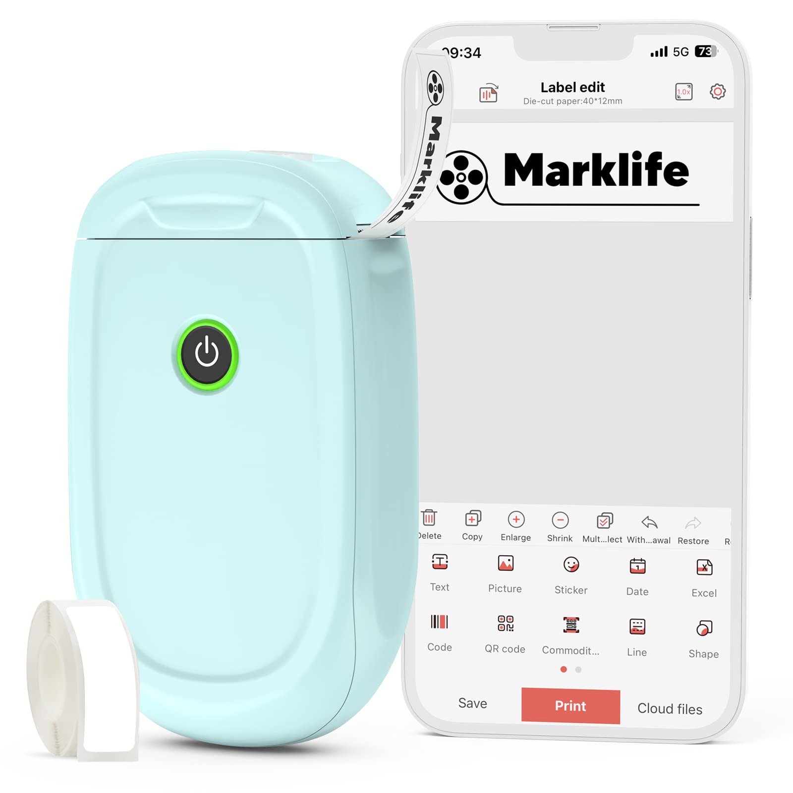 MARKLIFE P11 Portable Mini Thermal Label Maker Machine - Inkless Handheld Sticker Printer with Tape for Home, Office & Business Organization | Perfect for Pantry Labels, File Folders & Retail Price Tags