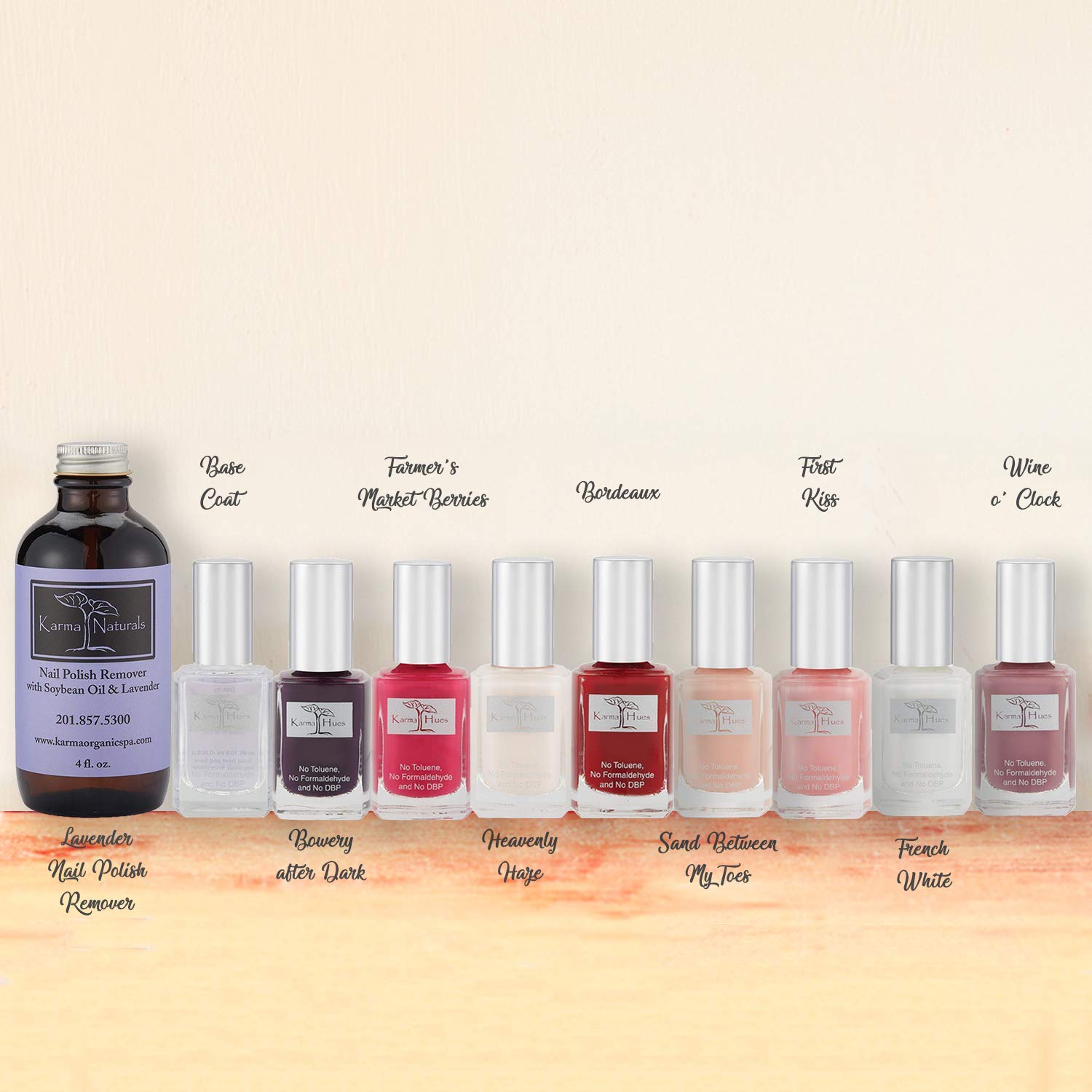 Christmas Nail Polish Set - Karma's Splash Natural Base Coat & Lavender Nail Polish Remover | Vegan, Cruelty-Free, Non-Toxic Nail Art Kit (10-Pack) for Holiday Manicures & Gift Giving