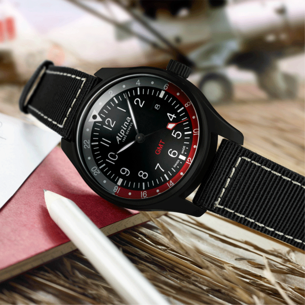 ALPINA STARTIMER PILOT GMT Quartz Men's Watch AL 247BR4FBS6 - Stylish Aviator Timepiece for Travel, Business & Everyday Wear