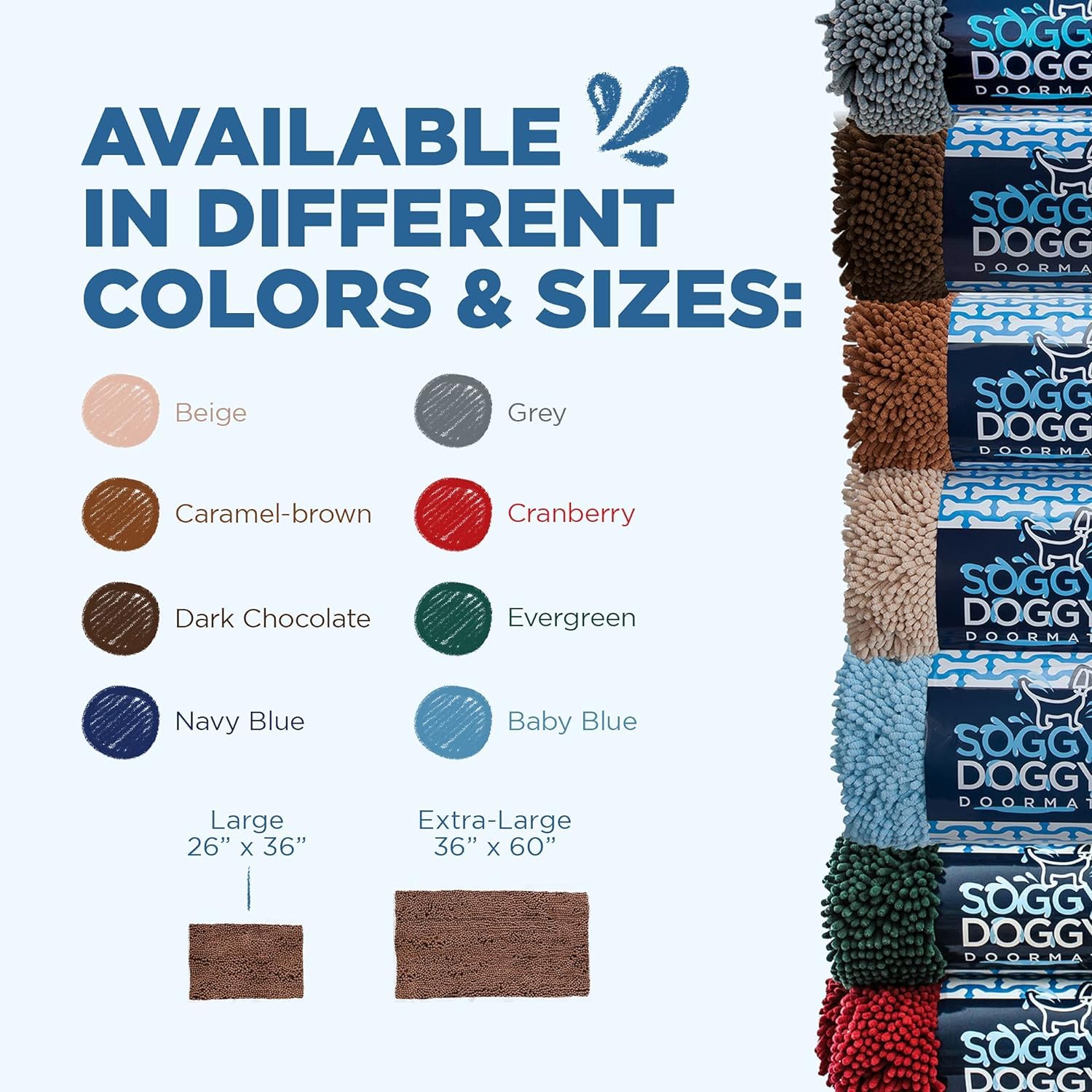 Ultra-Absorbent Soggy Doggy Doormat - Microfiber Chenille Indoor Wet Dog Mat for Muddy Paws, Drying & Pet Comfort - Dark Chocolate Non-Slip Mat for Entryway, Bedroom & Pet Lounge Areas