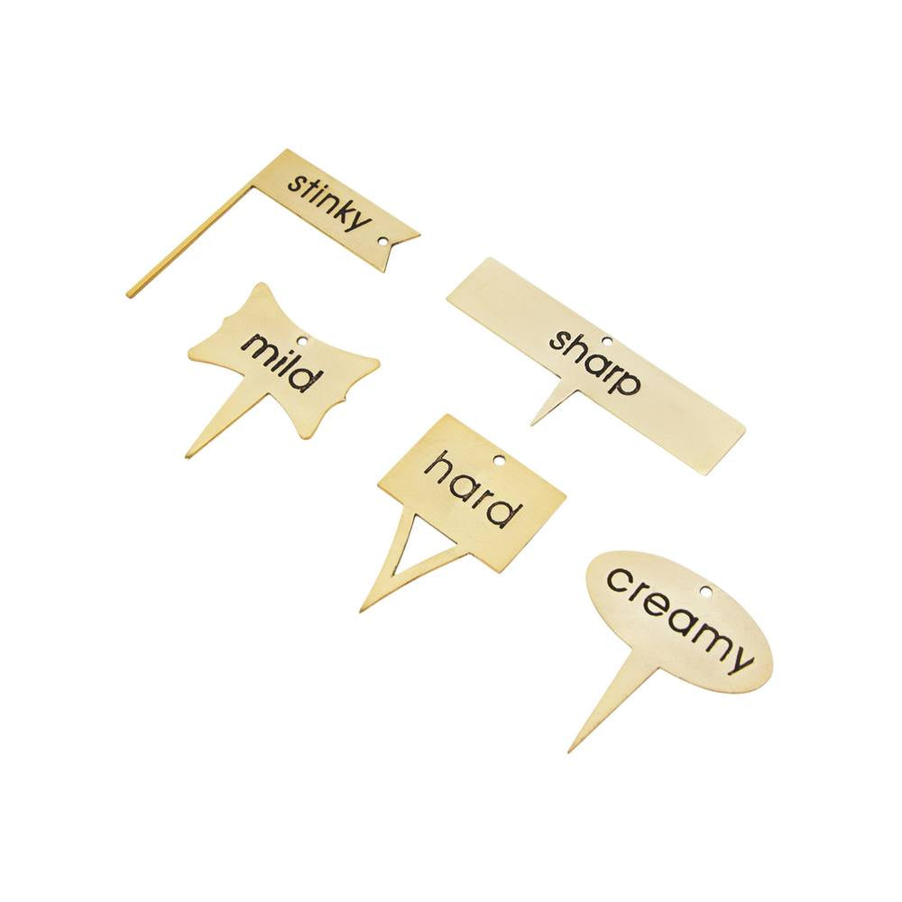 Premium Zola Cheese Markers Set - 5x7cm Elegant Gold Cheese Markers for Parties, Weddings & Charcuterie Boards | Perfect for Entertaining & Gourmet Cheese Labeling