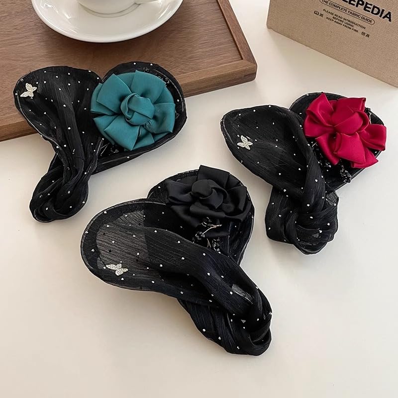 6PCS Hand Embroidered Floral Hair Clips & Bun Makers for Women & Girls - Sparkly Ball Hair Accessories for Long Thick Hair | Perfect for Weddings, Parties & Daily Styling