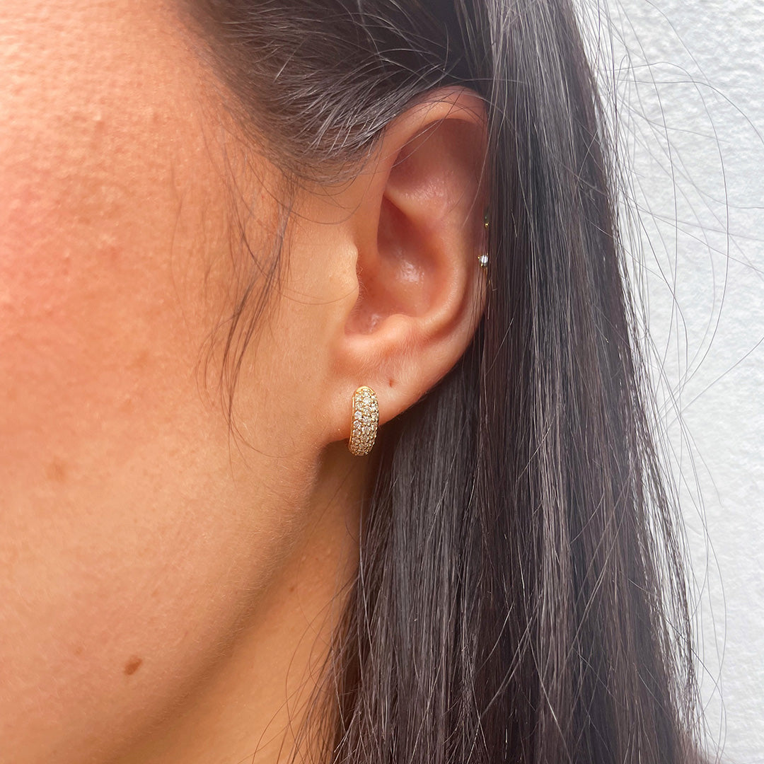 0.50ctw Diamond Pavé 14K Yellow Gold Huggie Hoop Earrings for Women - Elegant Everyday Jewelry Gift for Her, Perfect for Work, Date Night & Special Occasions