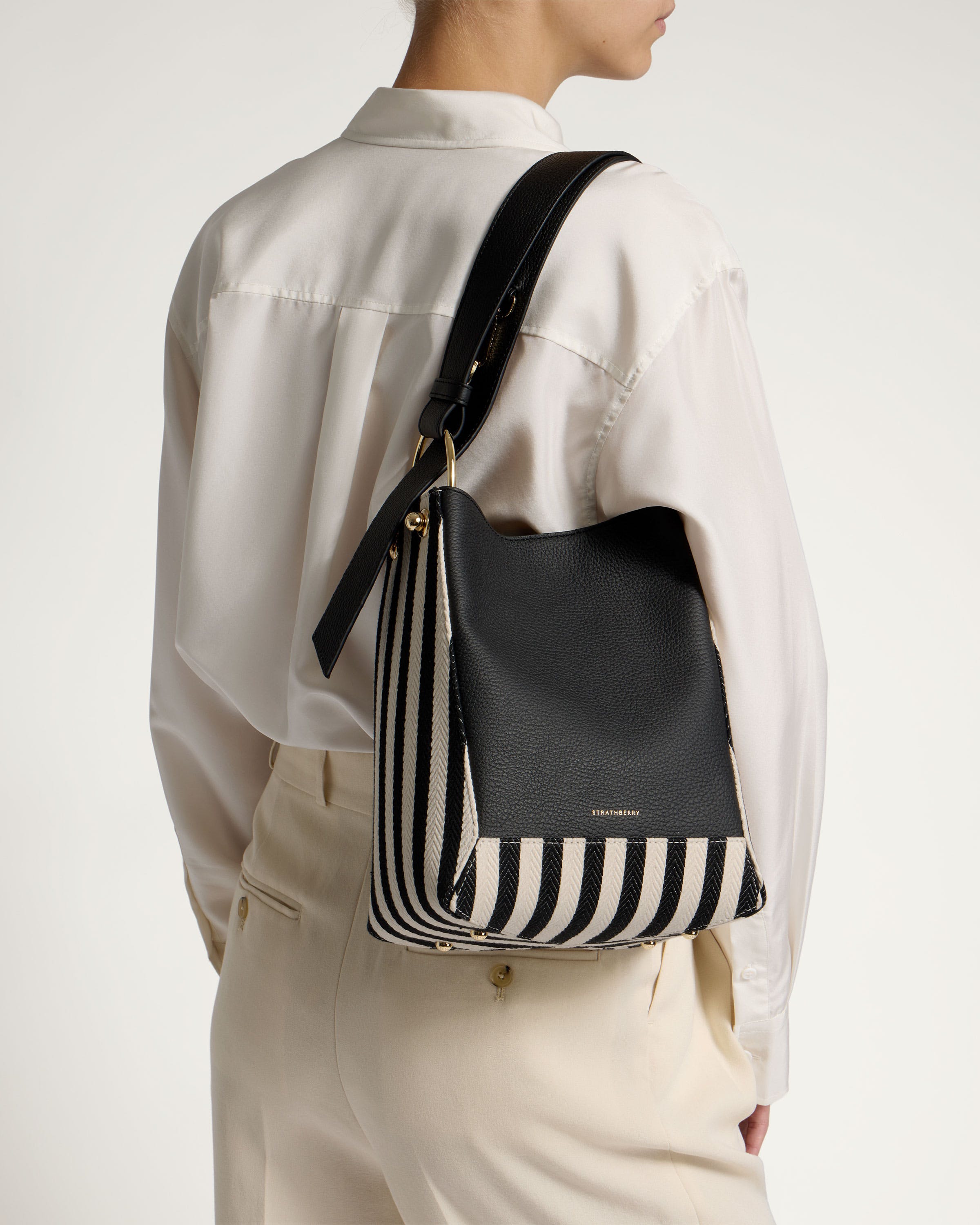Lana Midi Bucket Bag - Striped Canvas Crossbody Purse for Women | Fashionable Everyday Handbag for Work, Travel & Shopping