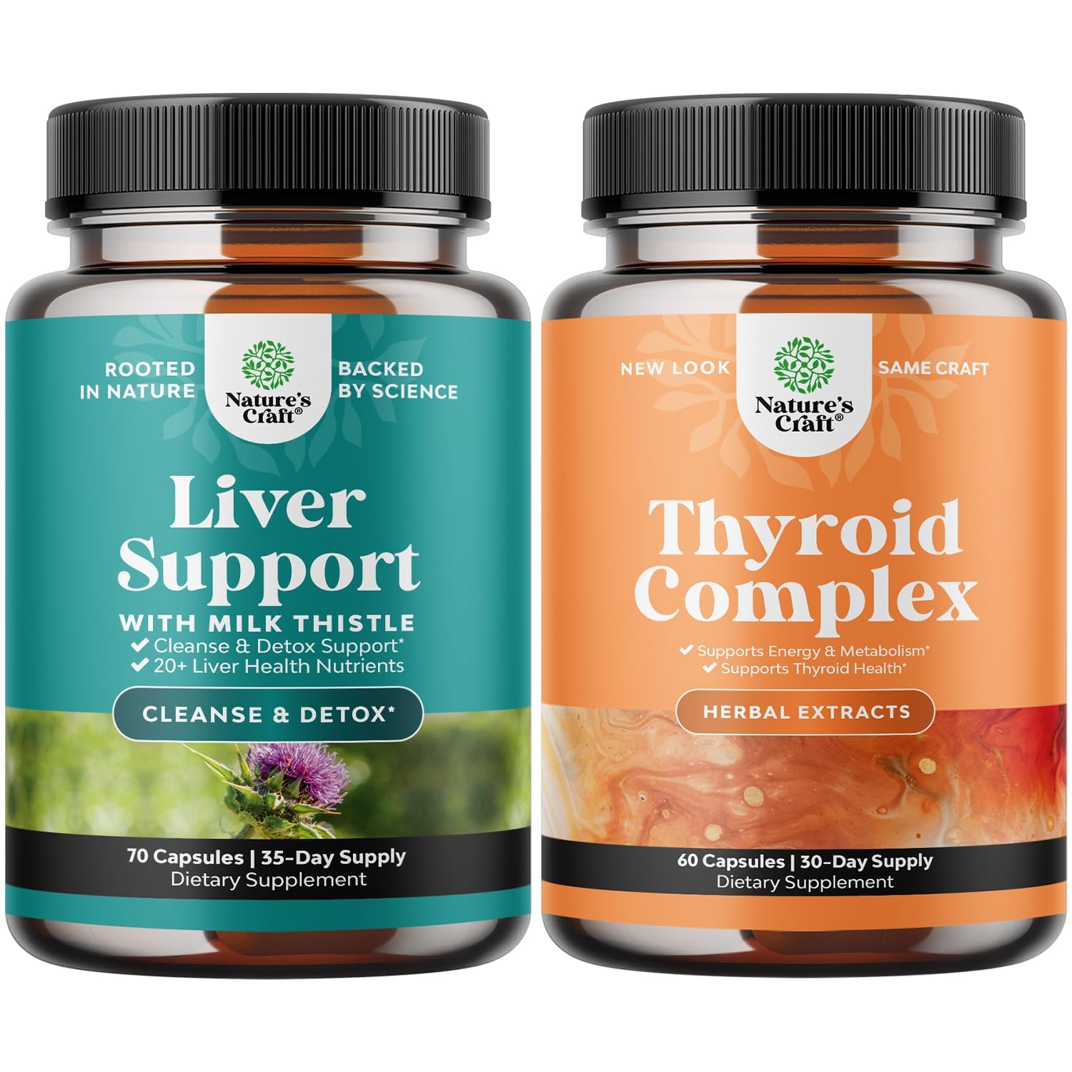 Liver Cleanse Detox & Thyroid Support Supplement Bundle - Milk Thistle, Dandelion Root, Turmeric & Artichoke Extract - Natural Energy Booster & Mood Enhancer for Thyroid Health - Supports Liver Function & Hormonal Balance - Perfect for Daily Wellness Routine & Detox Programs