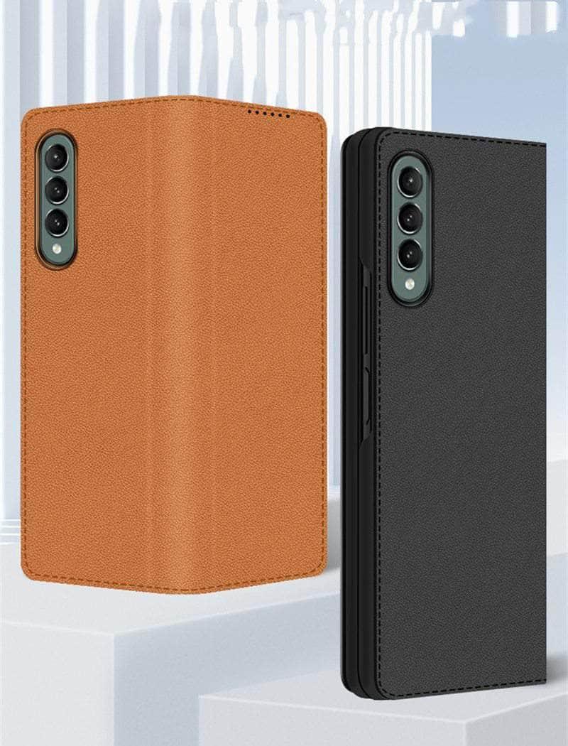 Samsung Galaxy Z Fold 3 5G Magnetic Flip Wallet Case with Card Holder & Stand - Perfect for Business, Travel & Everyday Use
