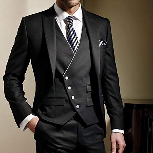 3-Piece Elegant Men's Classic Tailored Slim Fit Tuxedo Suit for Wedding, Groom & Groomsmen | Formal Business Attire for Special Occasions & Evening Events