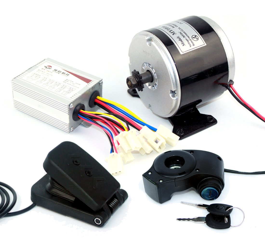 24V 36V 350W Electric DC Motor Kit for DIY Electric Skateboard & Bike - High Power 350W Engine Motor with 25H Chains (Pedal Kit Included) - Perfect for E-Bike Conversions & Motorized Skateboard Projects