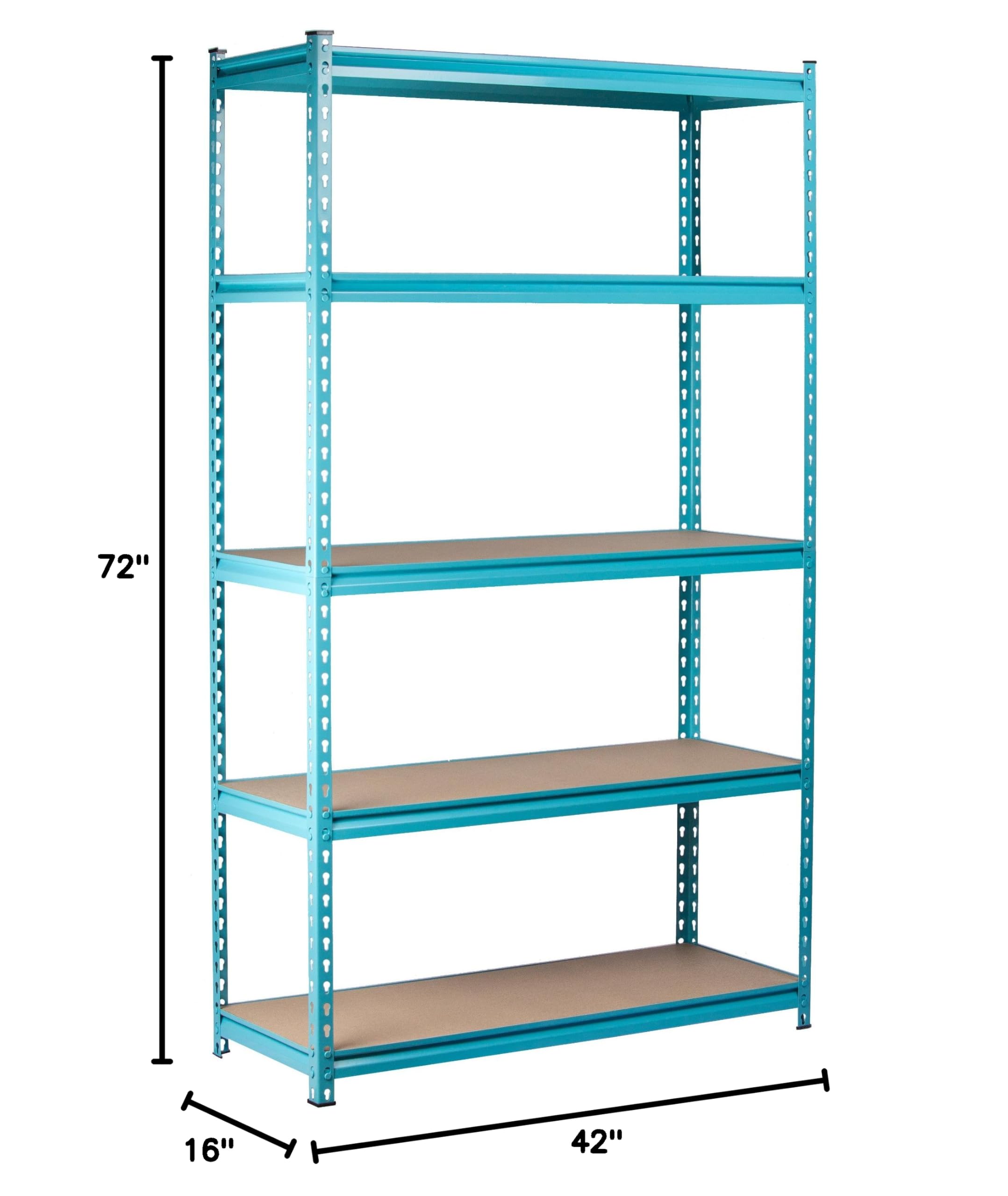 5-Tier Heavy Duty Steel Storage Rack - Boltless Adjustable Shelving Unit (42