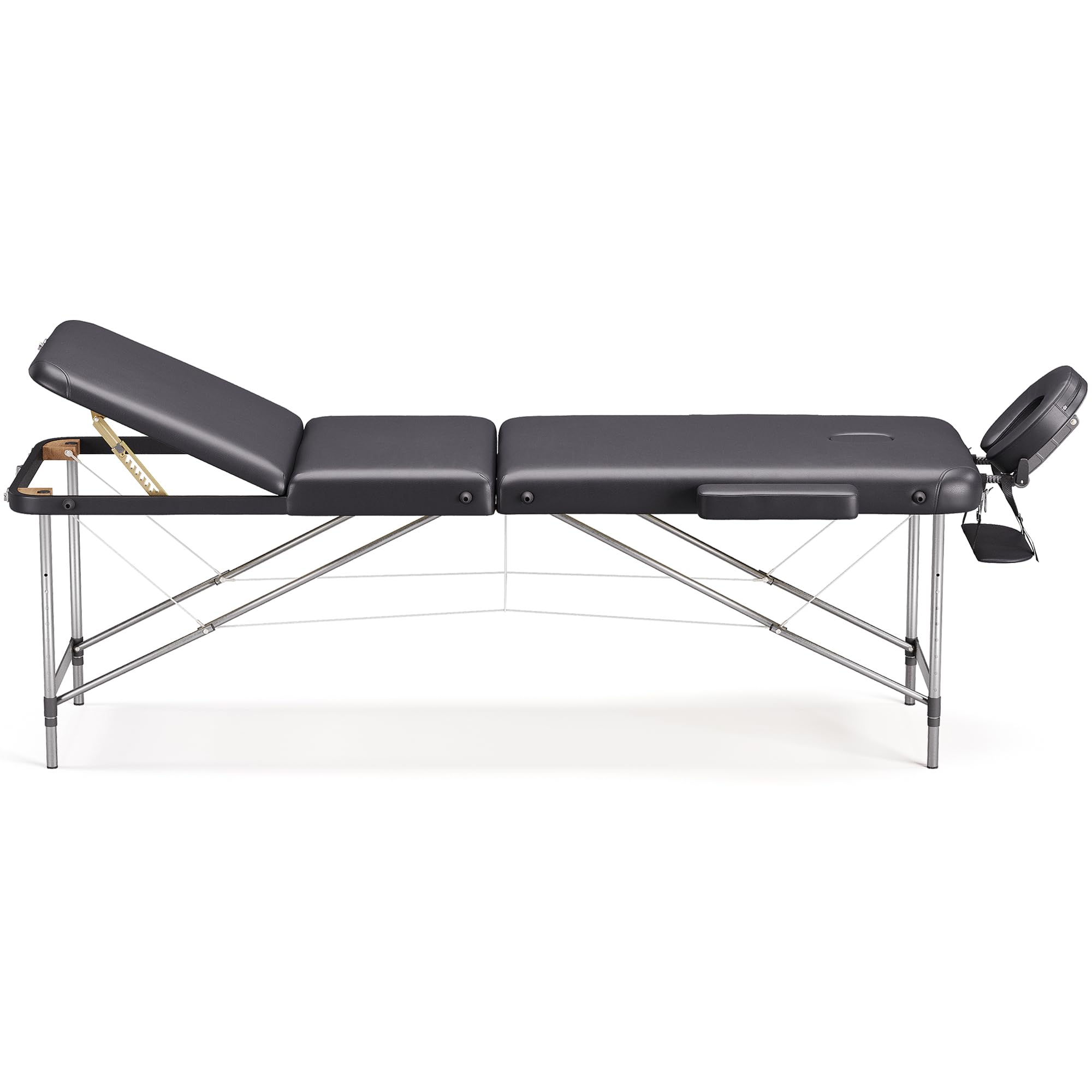 BELTOM® Portable 3-Zone Aluminum Massage Table with Carrying Bag - Black | Professional Aesthetic & Spa Therapy Bed for Home or Salon Use