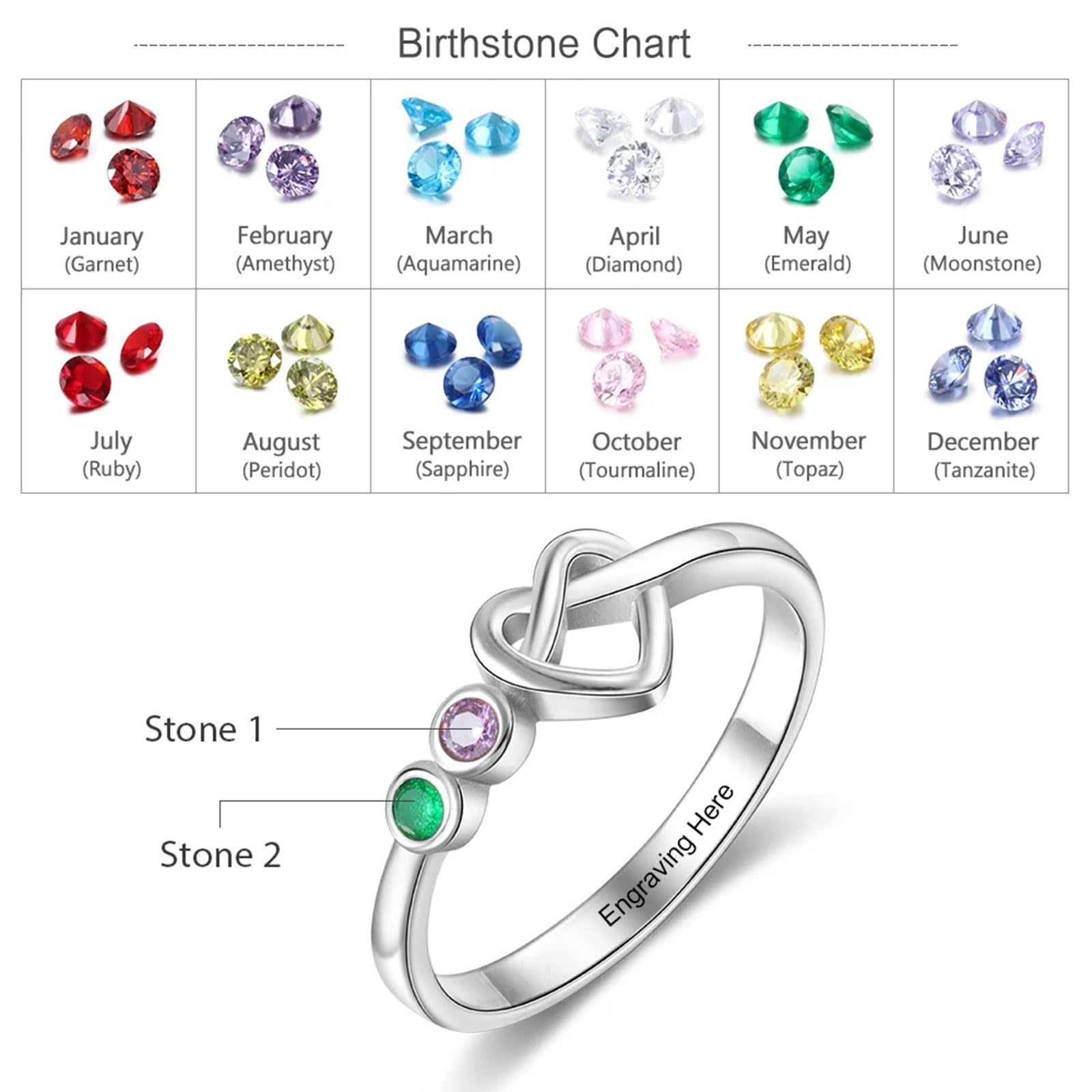Personalized 10K 14K 18K Gold Mothers Ring with 2-4 Birthstones & Engraved Names - Elegant Jewelry Gift for Mom, Wife, Grandma on Mother's Day, Birthday, Anniversary | Perfect for Family Keepsake & Special Occasions