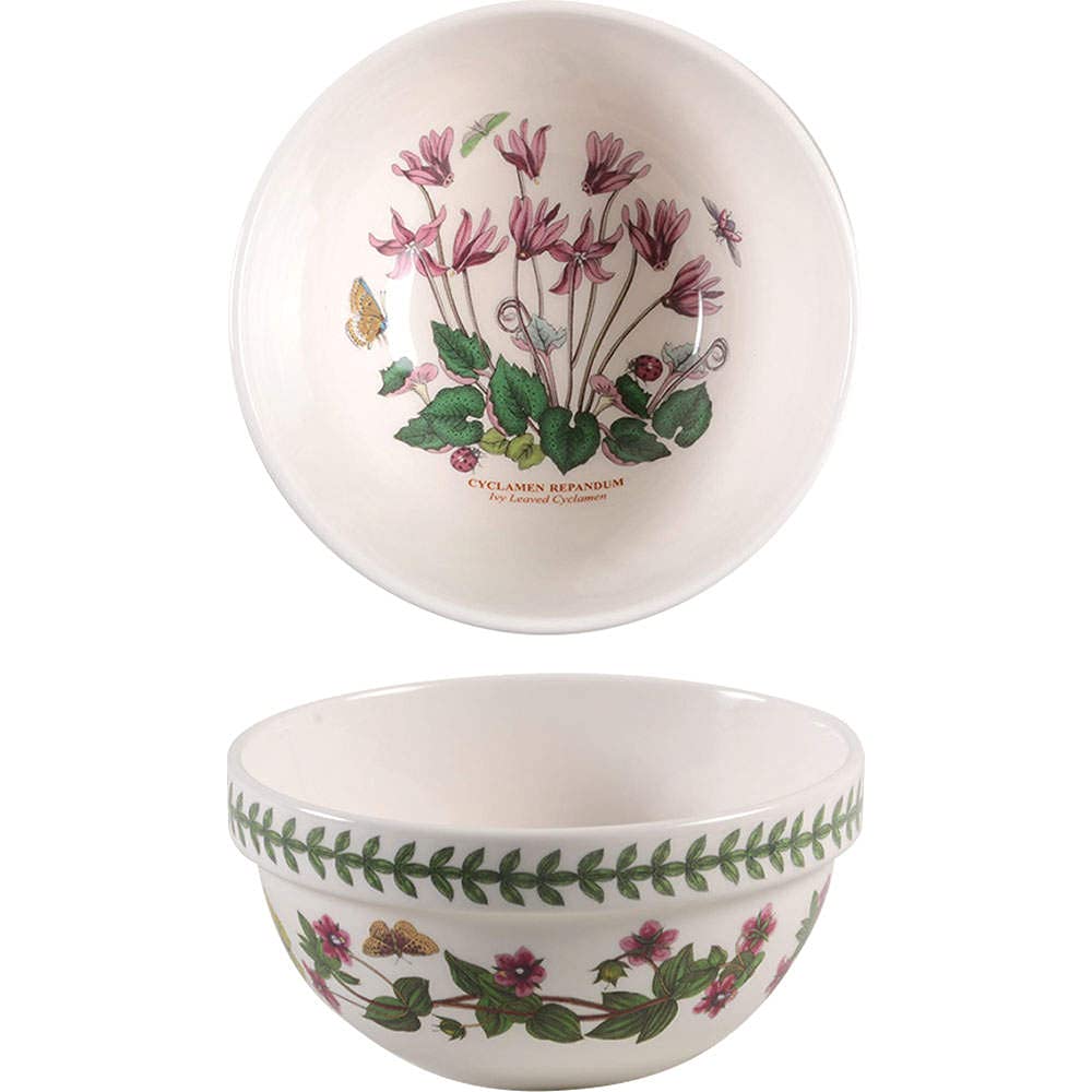 Portmeirion Botanic Garden Stacking Bowl Set - 6 Piece 5.5 Inch Fine Earthenware Bowls with Floral Motifs | Microwave & Dishwasher Safe | Made in England | Perfect for Serving Salads, Desserts & Entertaining