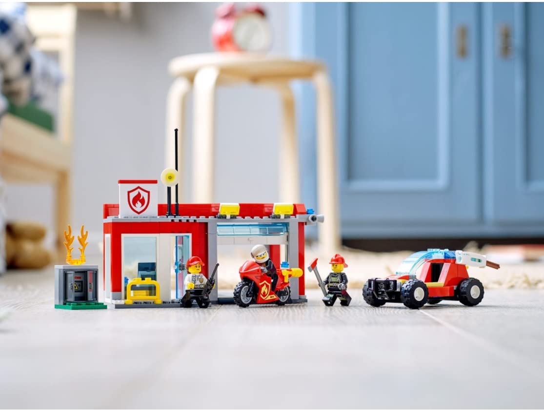 LEGO City Fire Station Starter Set 77943 - Exclusive UK Edition with 3 Minifigures, 239 Pieces for Kids Ages 9+ | Firefighter Toy Playset for Creative Building & Role Play Fun