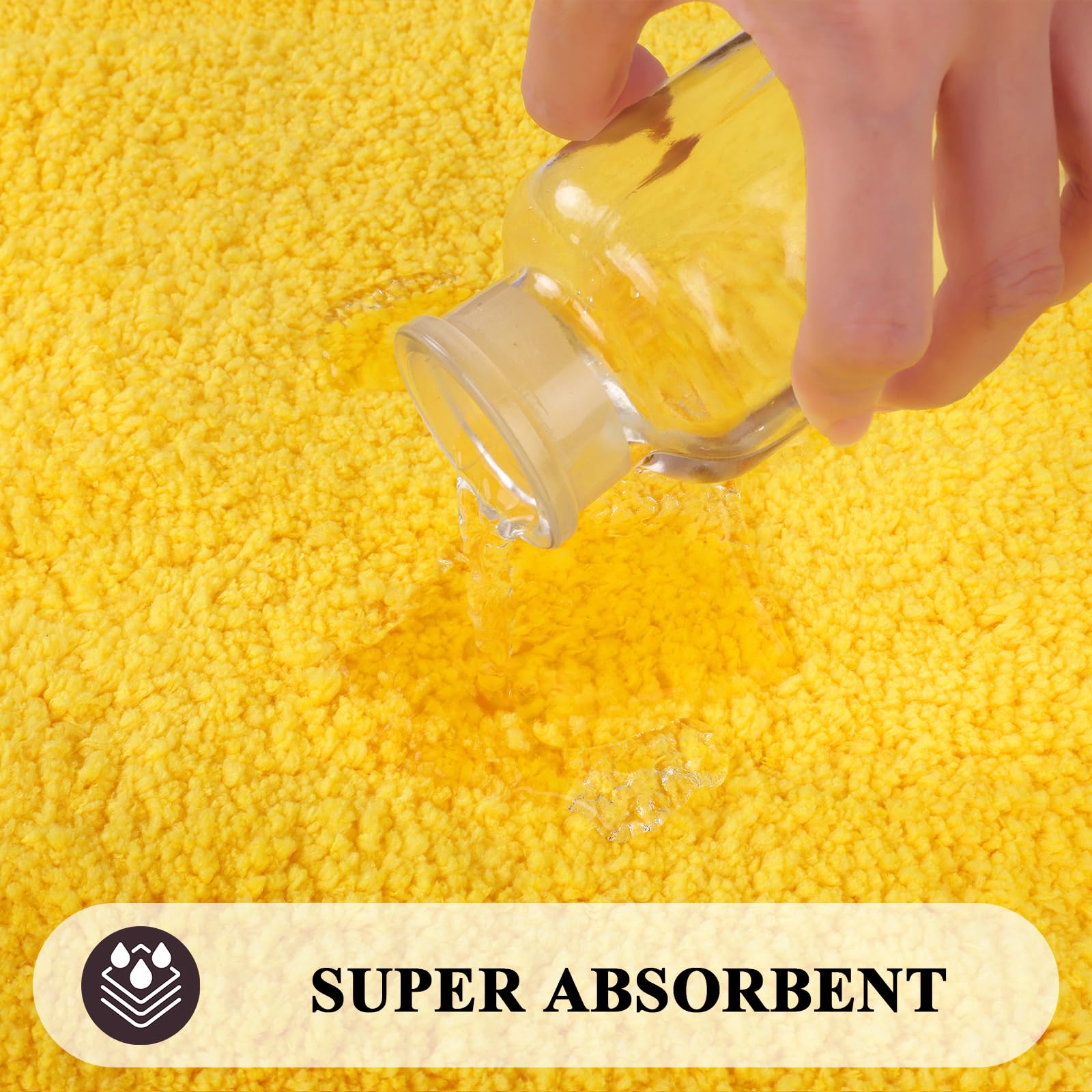 SHACOS Ultra Soft Non-Slip Bathroom Runner Rug 20x47 Inches - Fluffy Microfiber Shaggy Plush Absorbent Bath Mat - Machine Washable Yellow Bath Rug for Bathroom, Shower & Vanity Area