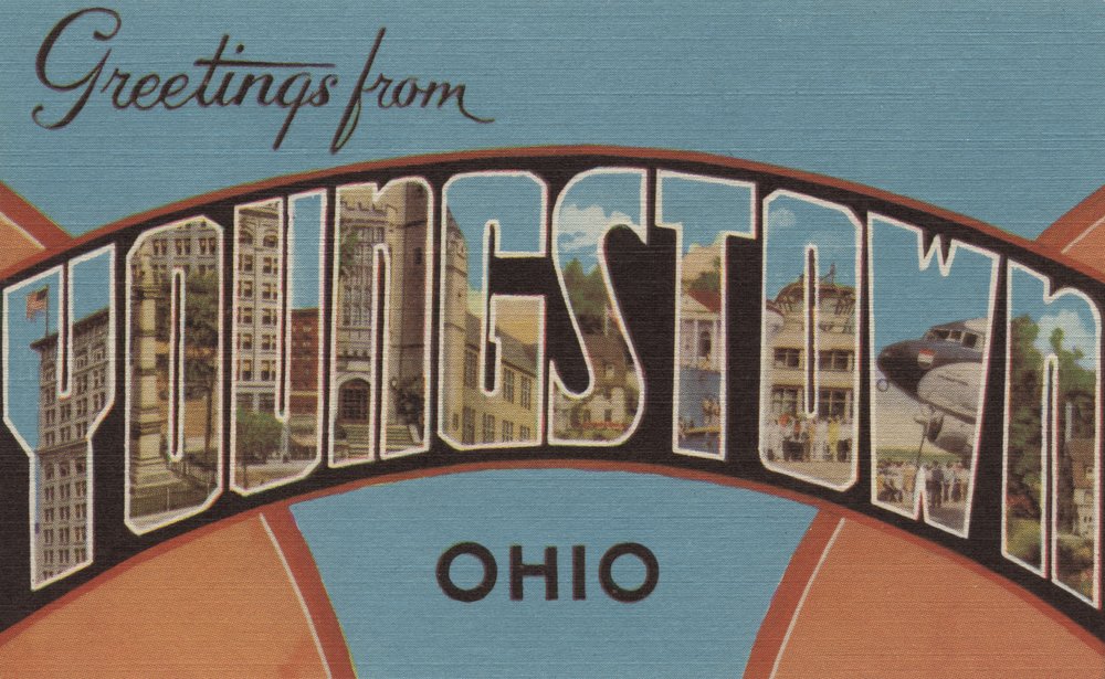 Greetings from Youngstown, Ohio Orange Blue 24x36 Signed Art Print - Vintage Travel Poster Wall Decor for Home, Office & Gift Giving