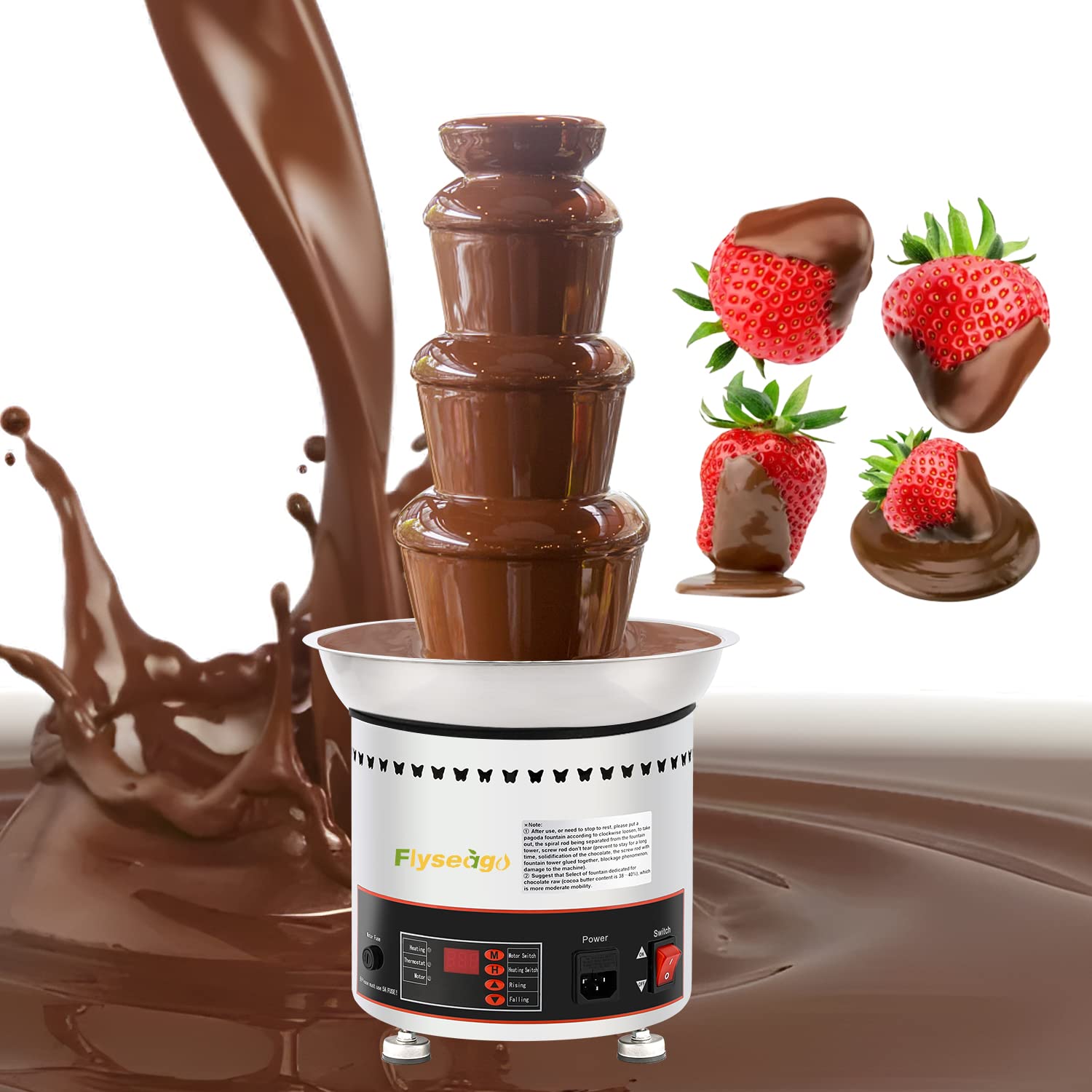 Commercial Chocolate Fountain 4-Tier 7Lbs Stainless Steel Melting Machine with Digital Control - Perfect for Weddings, Parties, and Restaurants - Easy Assembly for Chocolate, Cheese, BBQ Sauce & Ranch