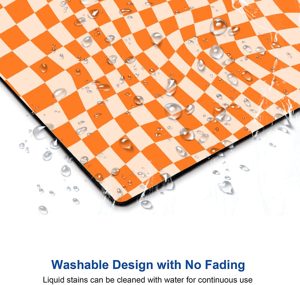 Orange Checkered Washable Non-Slip Mouse Pad - Square Cloth Desk Mat for Office, Laptop & Wireless Mouse - Perfect for Gaming, Work & Home Office Setup